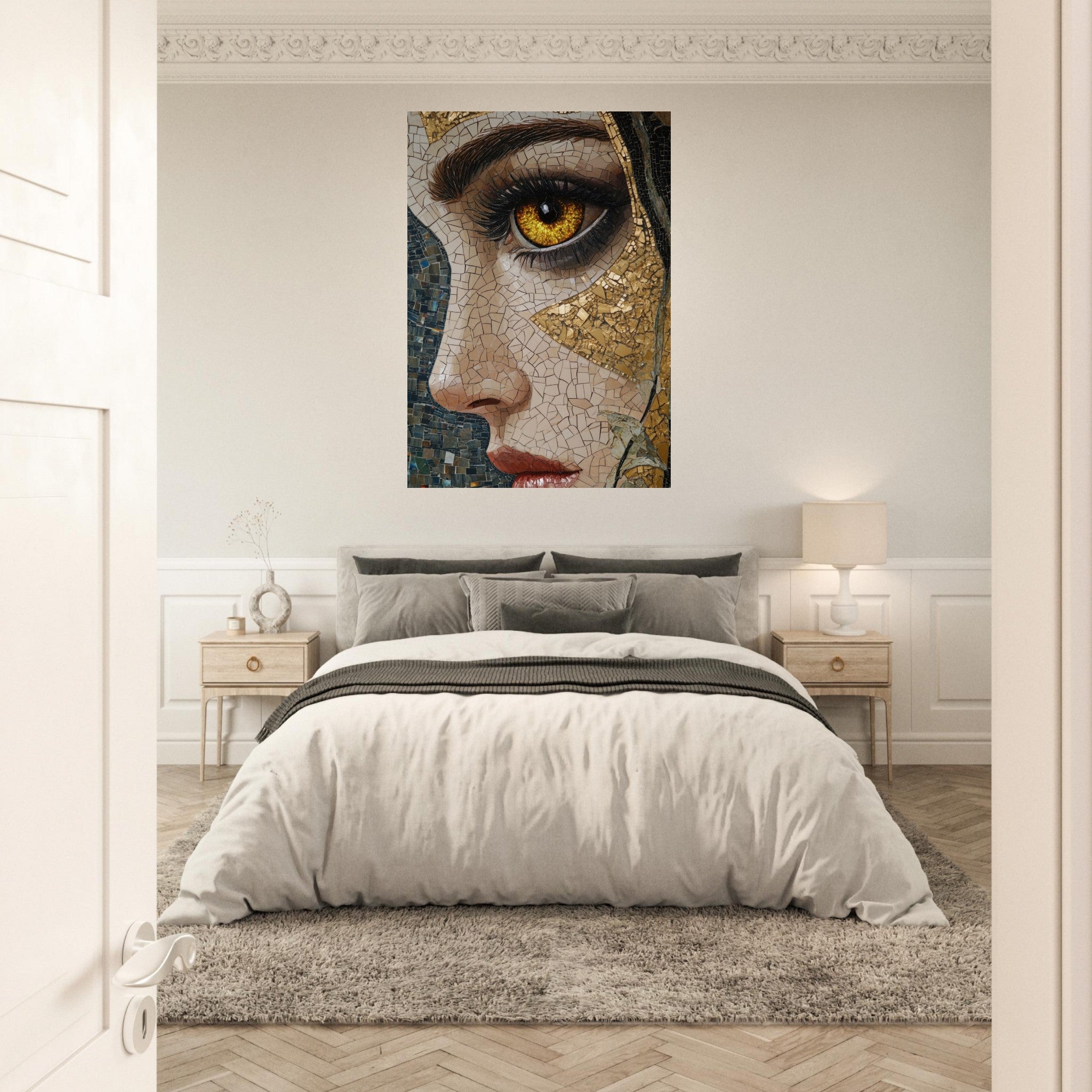 Aluminum Print Portrait - The Oracles Forbidden Prophecy Byzantine Mosaic - Shop Ai Art WebShop - Digital Art online Store