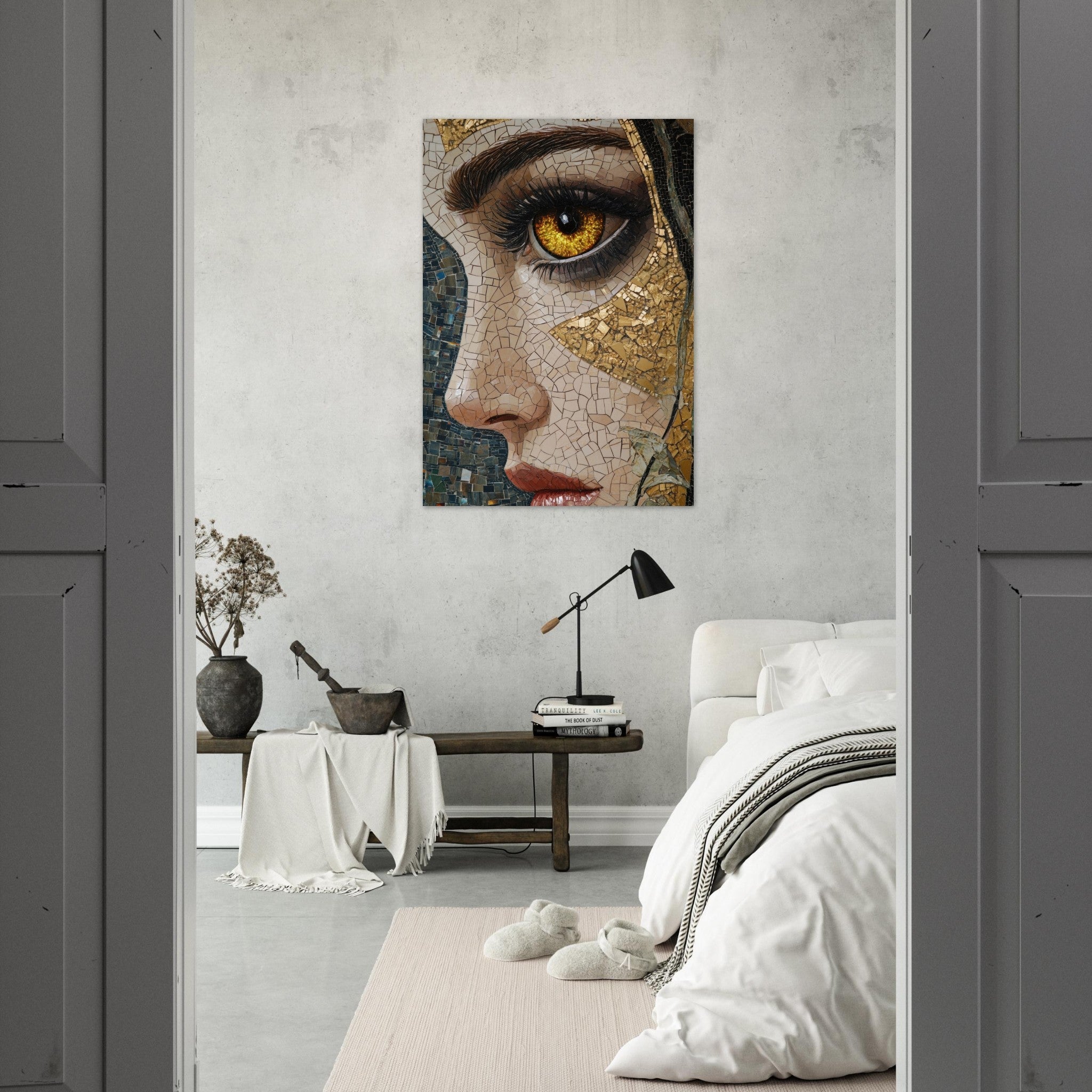 Aluminum Print Portrait - The Oracles Forbidden Prophecy Byzantine Mosaic - Shop Ai Art WebShop - Digital Art online Store