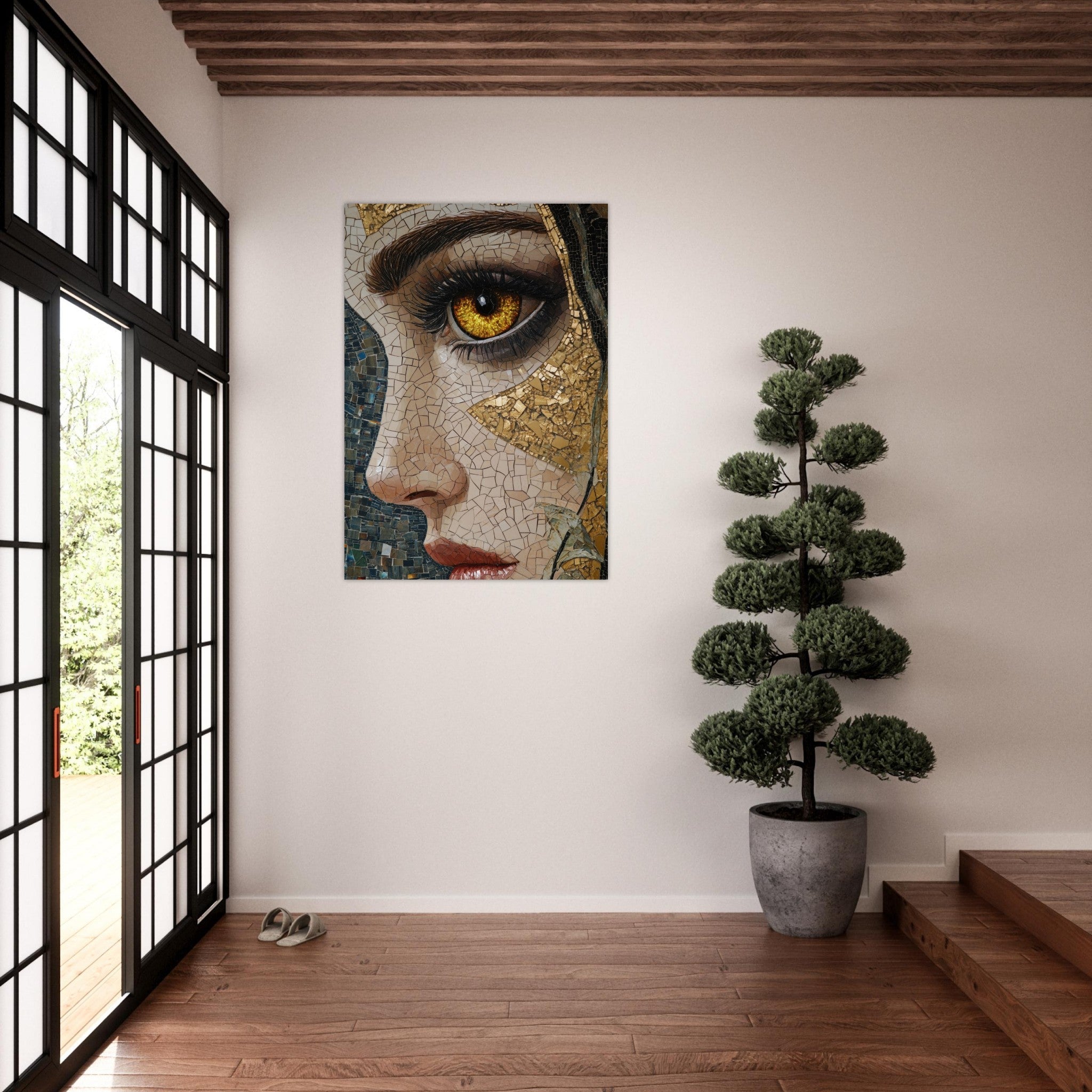 Aluminum Print Portrait - The Oracles Forbidden Prophecy Byzantine Mosaic - Shop Ai Art WebShop - Digital Art online Store