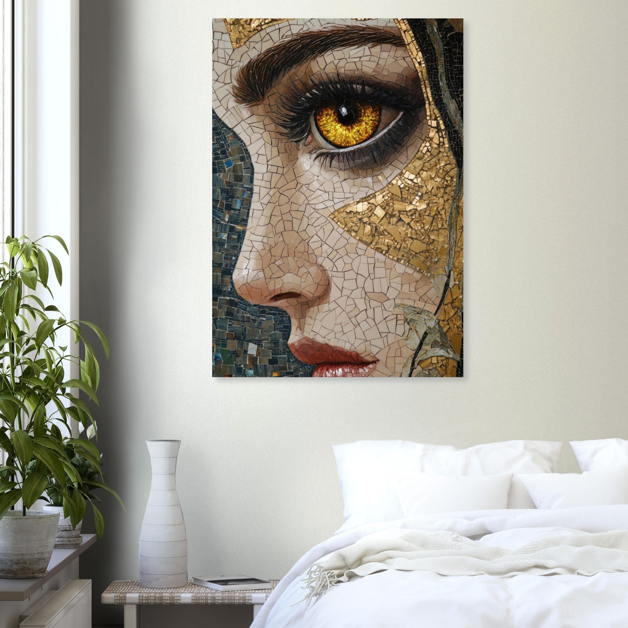 Aluminum Print Portrait - The Oracles Forbidden Prophecy Byzantine Mosaic - Shop Ai Art WebShop - Digital Art online Store