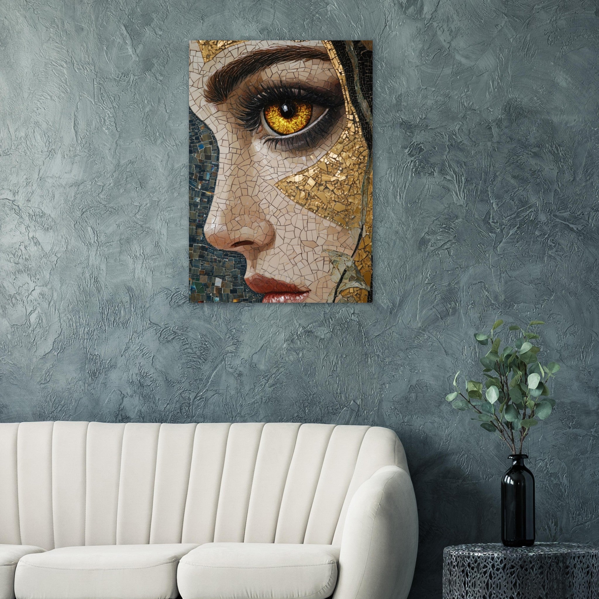 Aluminum Print Portrait - The Oracles Forbidden Prophecy Byzantine Mosaic - Shop Ai Art WebShop - Digital Art online Store