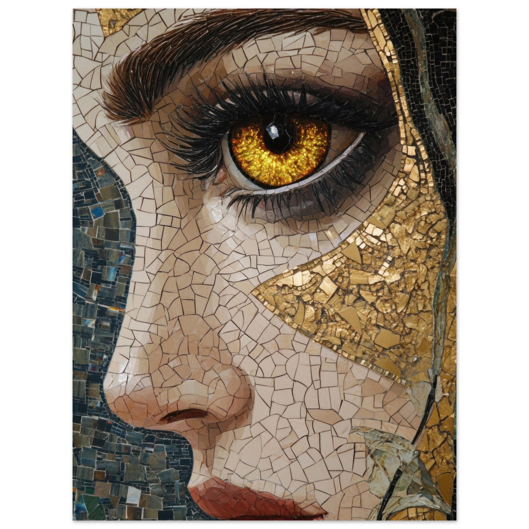 Aluminum Print Portrait - The Oracles Forbidden Prophecy Byzantine Mosaic - Shop Ai Art WebShop - Digital Art online Store