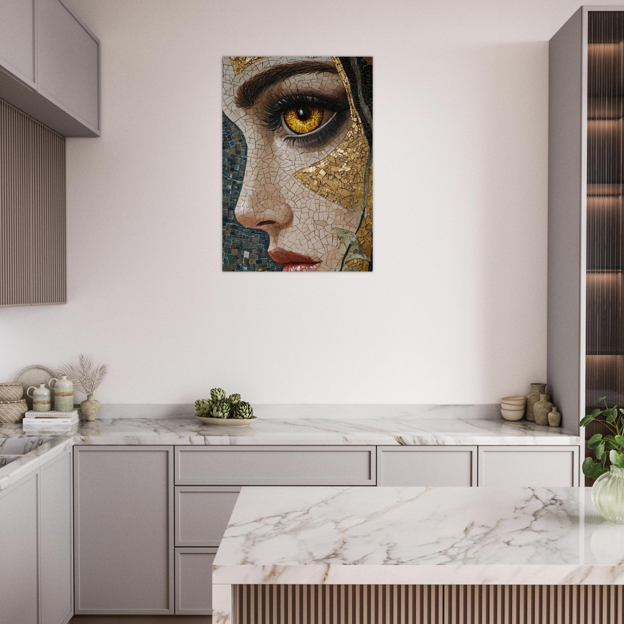 Aluminum Print Portrait - The Oracles Forbidden Prophecy Byzantine Mosaic - Shop Ai Art WebShop - Digital Art online Store