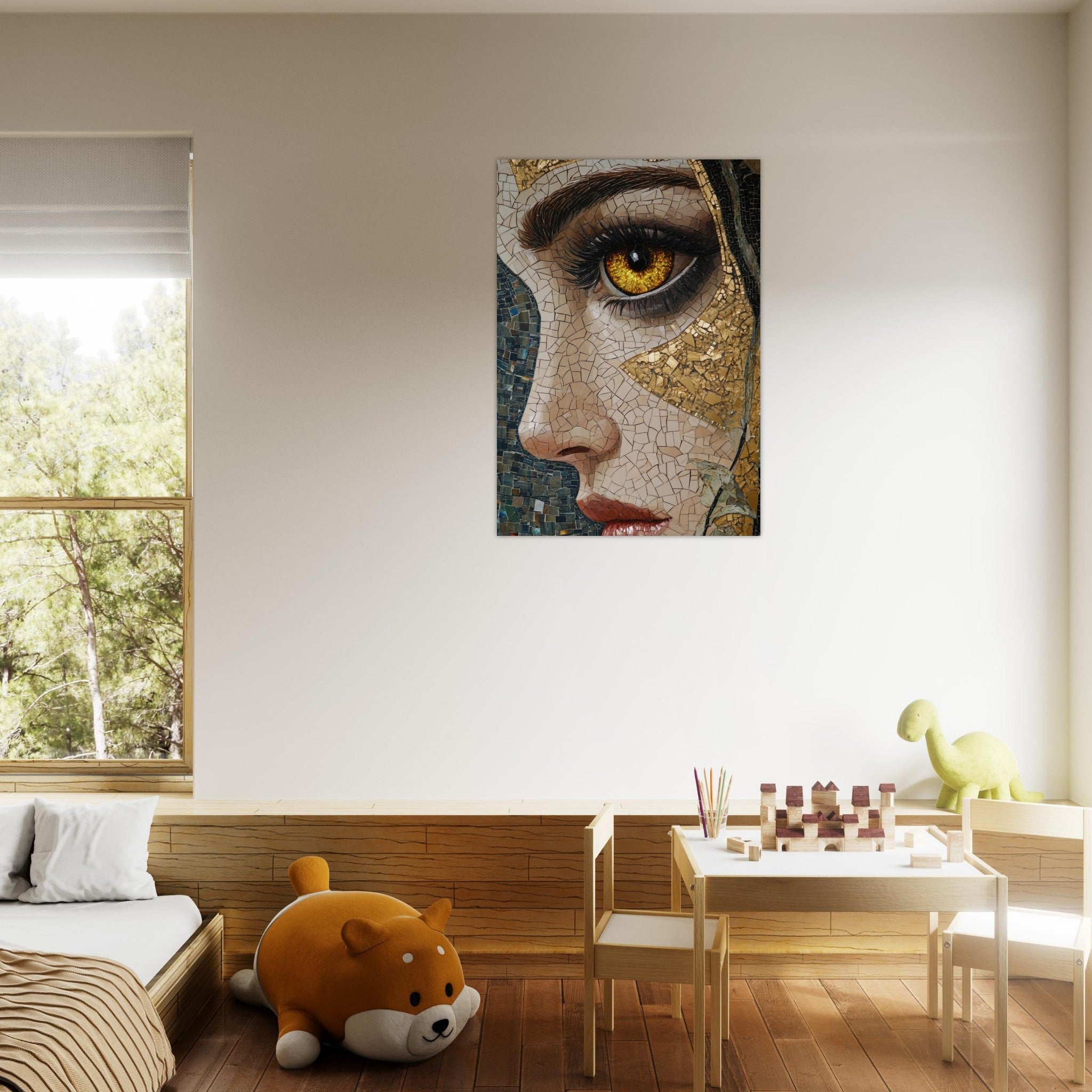 Aluminum Print Portrait - The Oracles Forbidden Prophecy Byzantine Mosaic - Shop Ai Art WebShop - Digital Art online Store