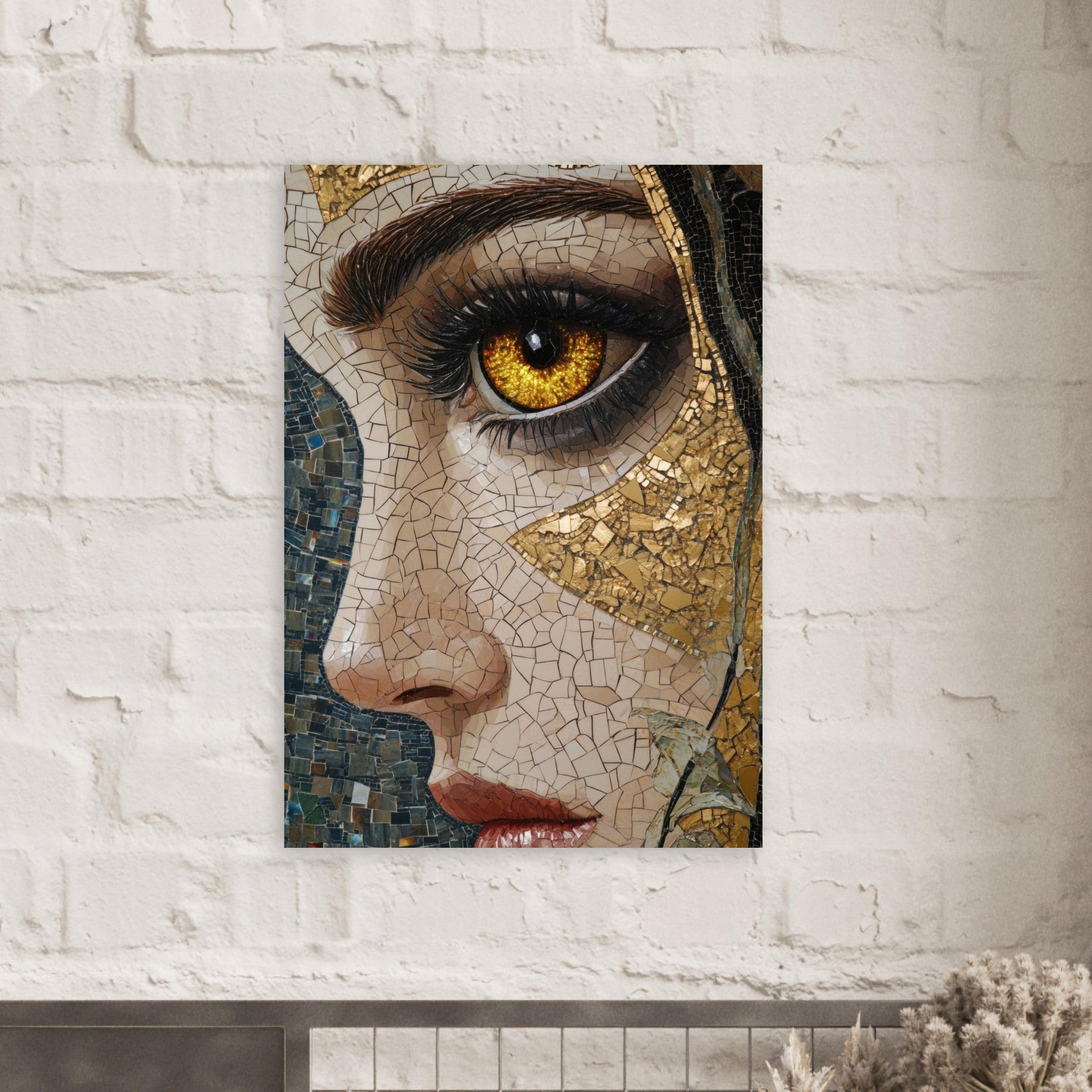 Aluminum Print Portrait - The Oracles Forbidden Prophecy Byzantine Mosaic - Shop Ai Art WebShop - Digital Art online Store