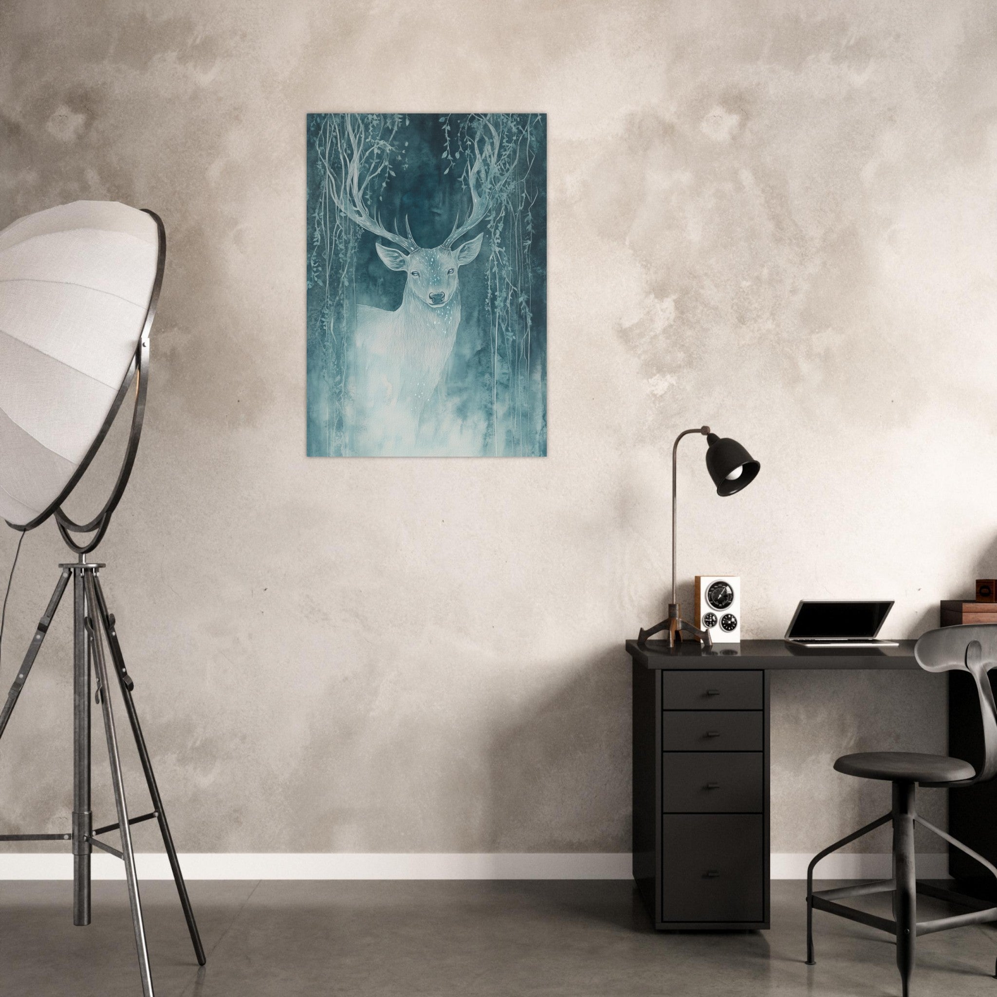Aluminum Print Portrait - The Silver Stag of the Enchanted Glade Fantasy 3 - Shop Ai Art WebShop - Digital Art online Store