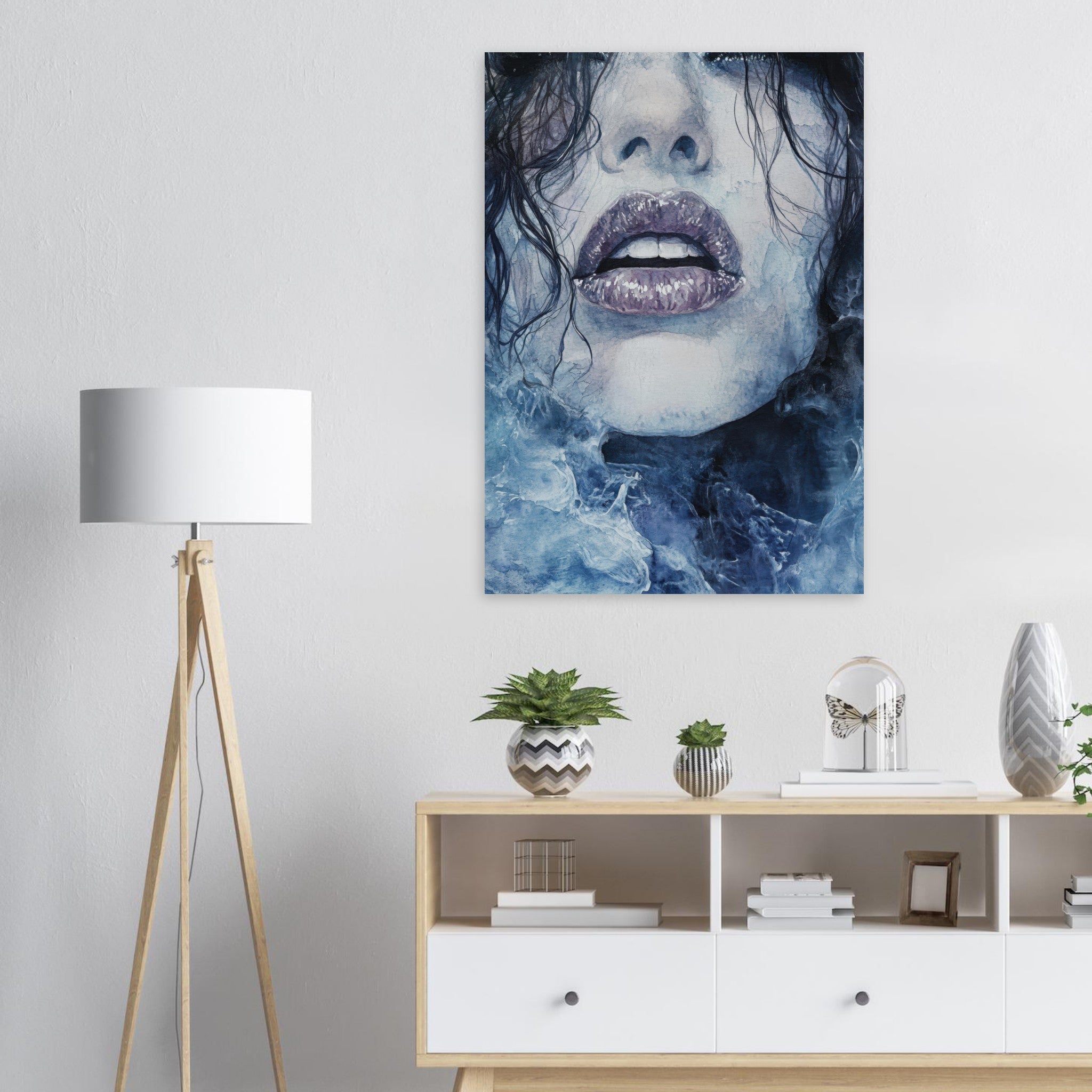 Aluminum Print Portrait - The Sirens Lament Gothic Watercolor Extreme Los 4 - Shop Ai Art WebShop - Digital Art online Store
