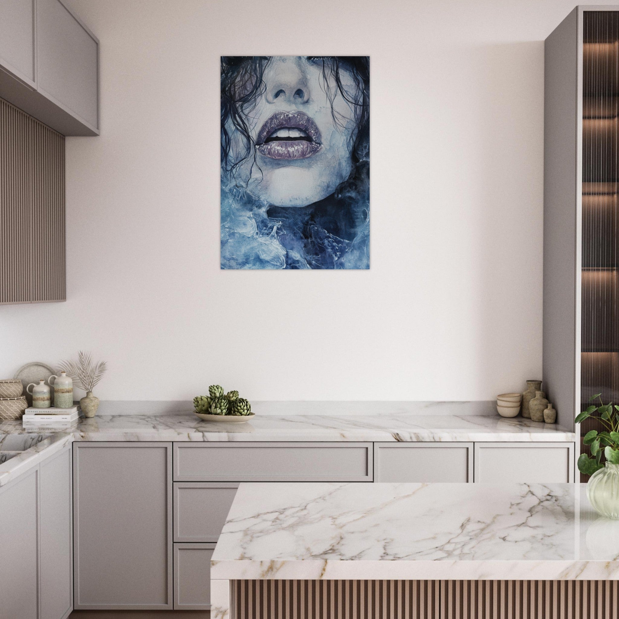 Aluminum Print Portrait - The Sirens Lament Gothic Watercolor Extreme Los 4 - Shop Ai Art WebShop - Digital Art online Store