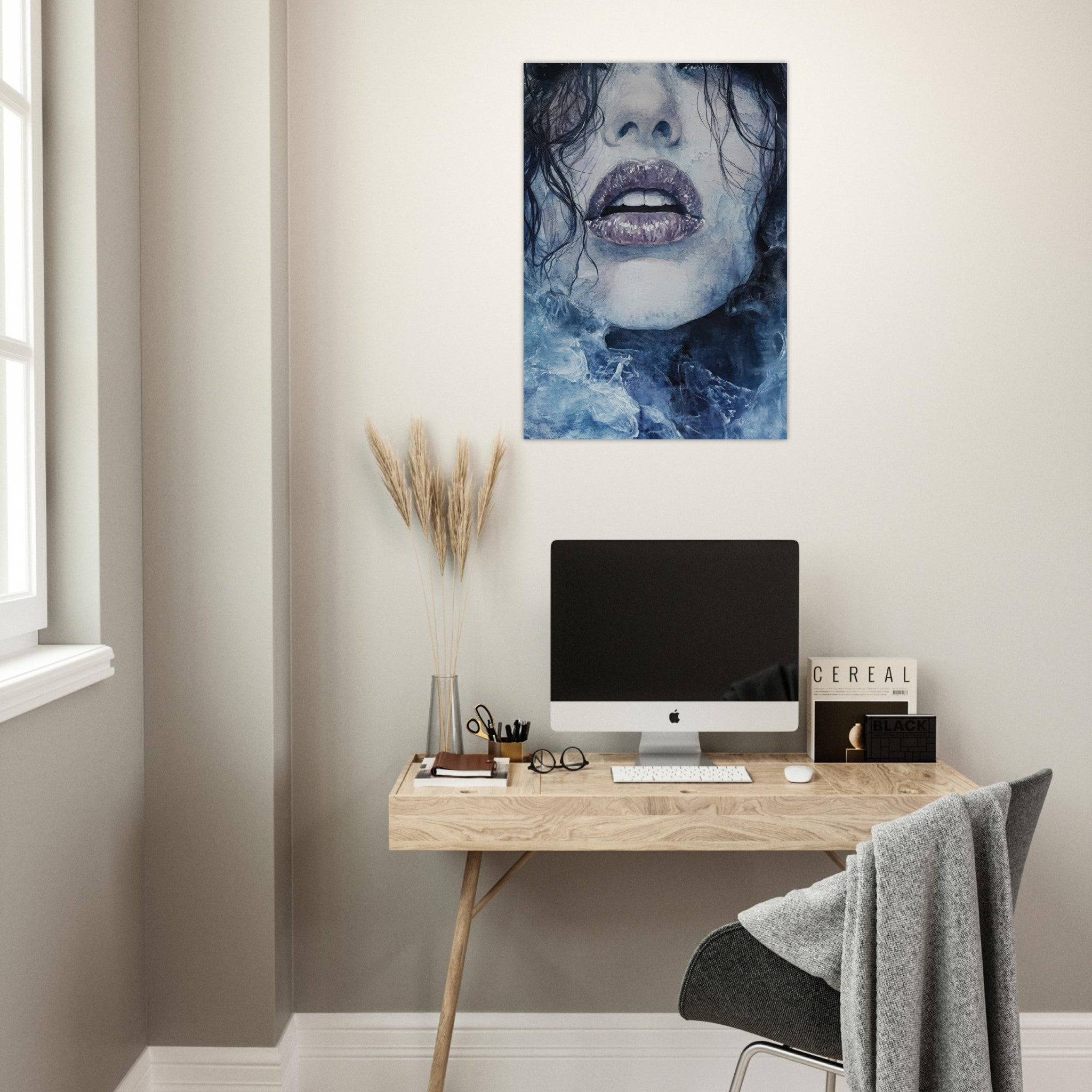 Aluminum Print Portrait - The Sirens Lament Gothic Watercolor Extreme Los 4 - Shop Ai Art WebShop - Digital Art online Store