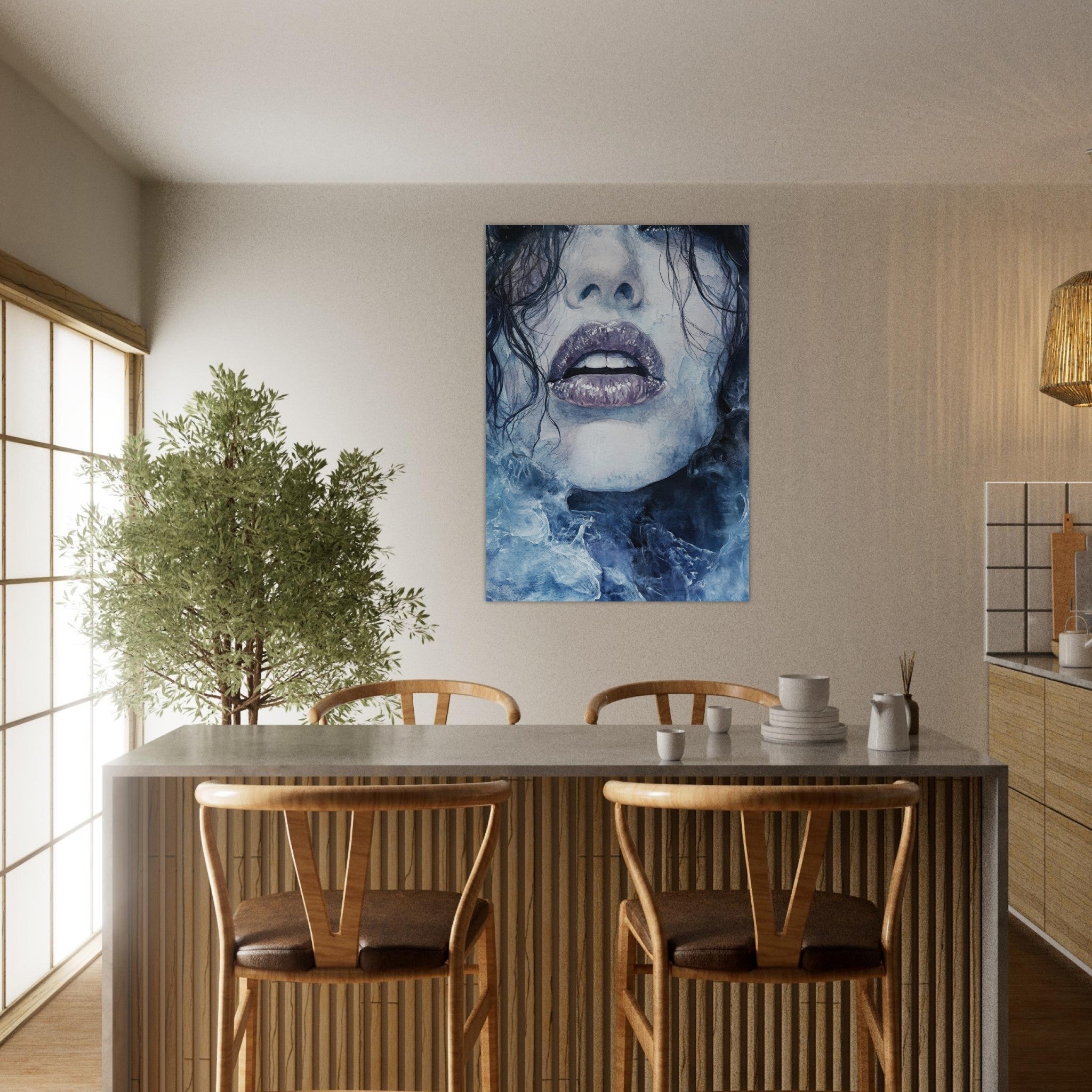 Aluminum Print Portrait - The Sirens Lament Gothic Watercolor Extreme Los 4 - Shop Ai Art WebShop - Digital Art online Store