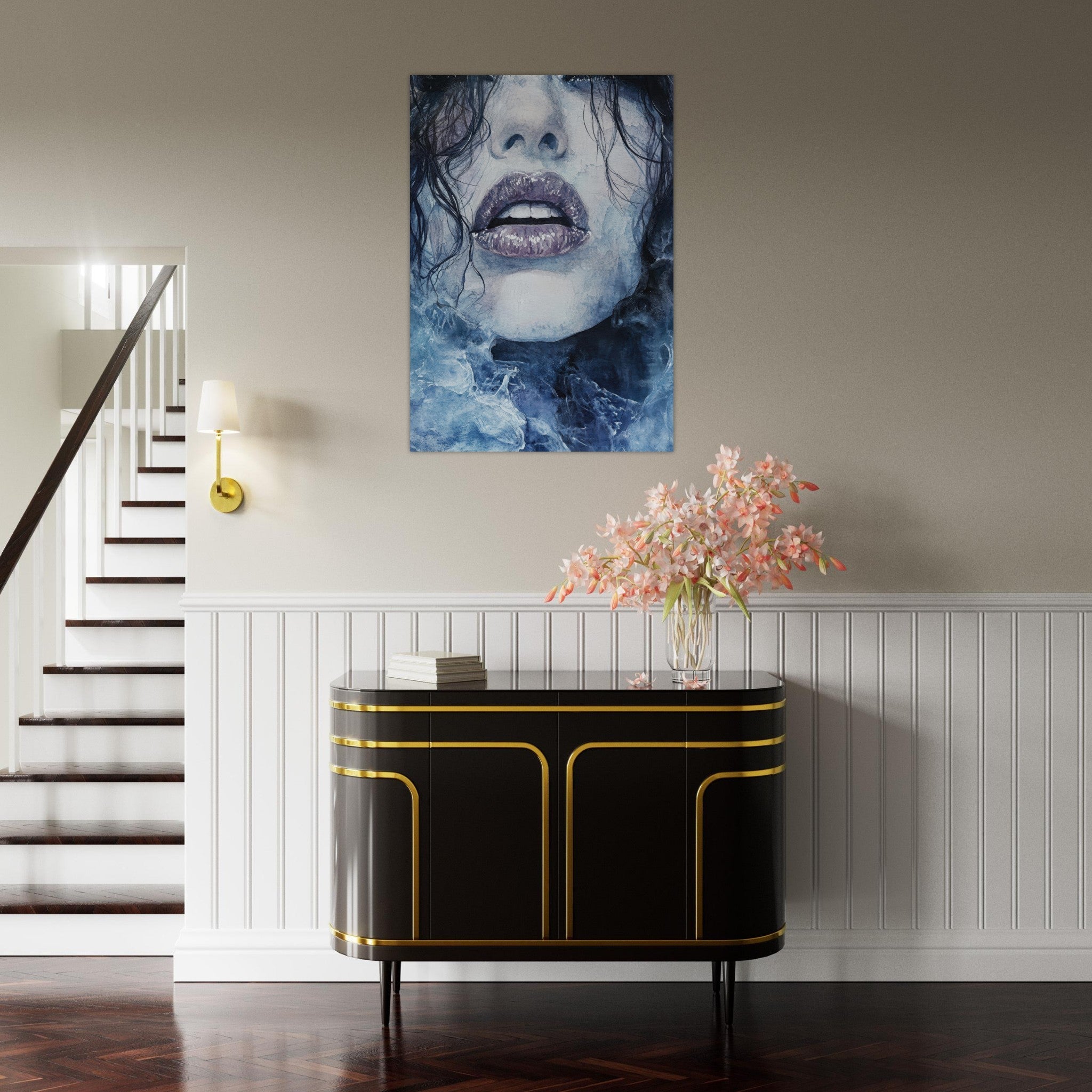 Aluminum Print Portrait - The Sirens Lament Gothic Watercolor Extreme Los 4 - Shop Ai Art WebShop - Digital Art online Store