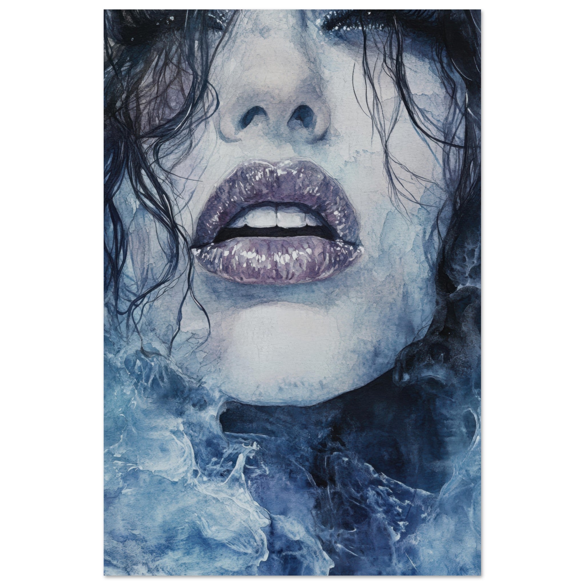 Aluminum Print Portrait - The Sirens Lament Gothic Watercolor Extreme Los 4 - Shop Ai Art WebShop - Digital Art online Store