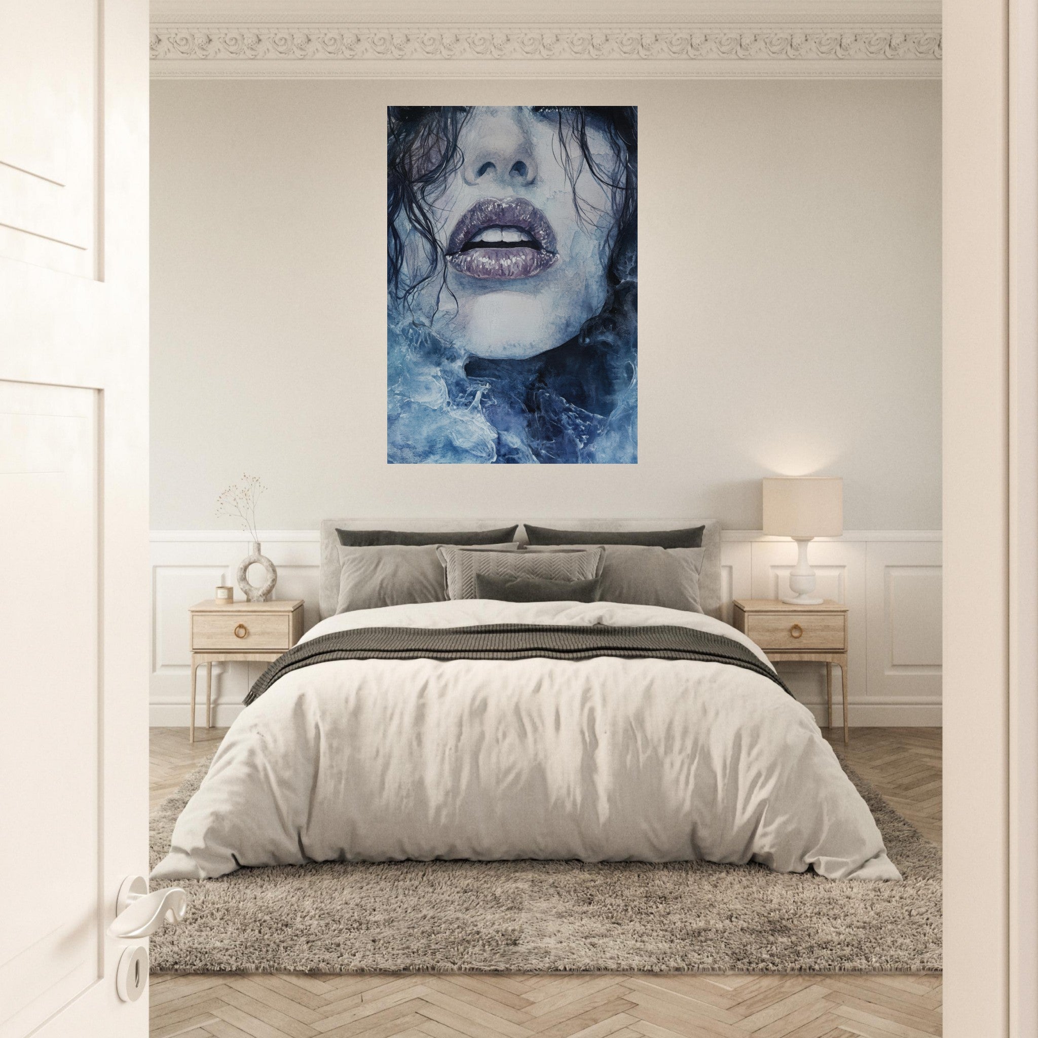 Aluminum Print Portrait - The Sirens Lament Gothic Watercolor Extreme Los 4 - Shop Ai Art WebShop - Digital Art online Store