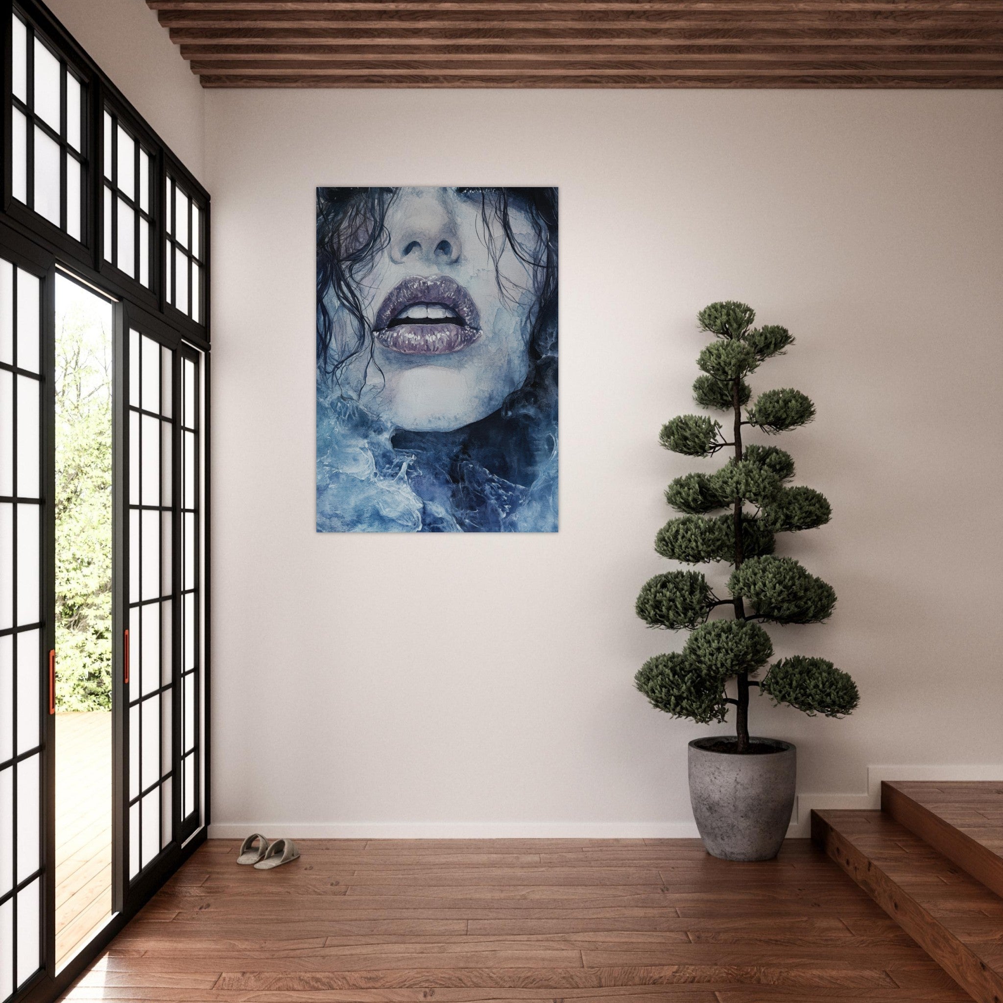 Aluminum Print Portrait - The Sirens Lament Gothic Watercolor Extreme Los 4 - Shop Ai Art WebShop - Digital Art online Store