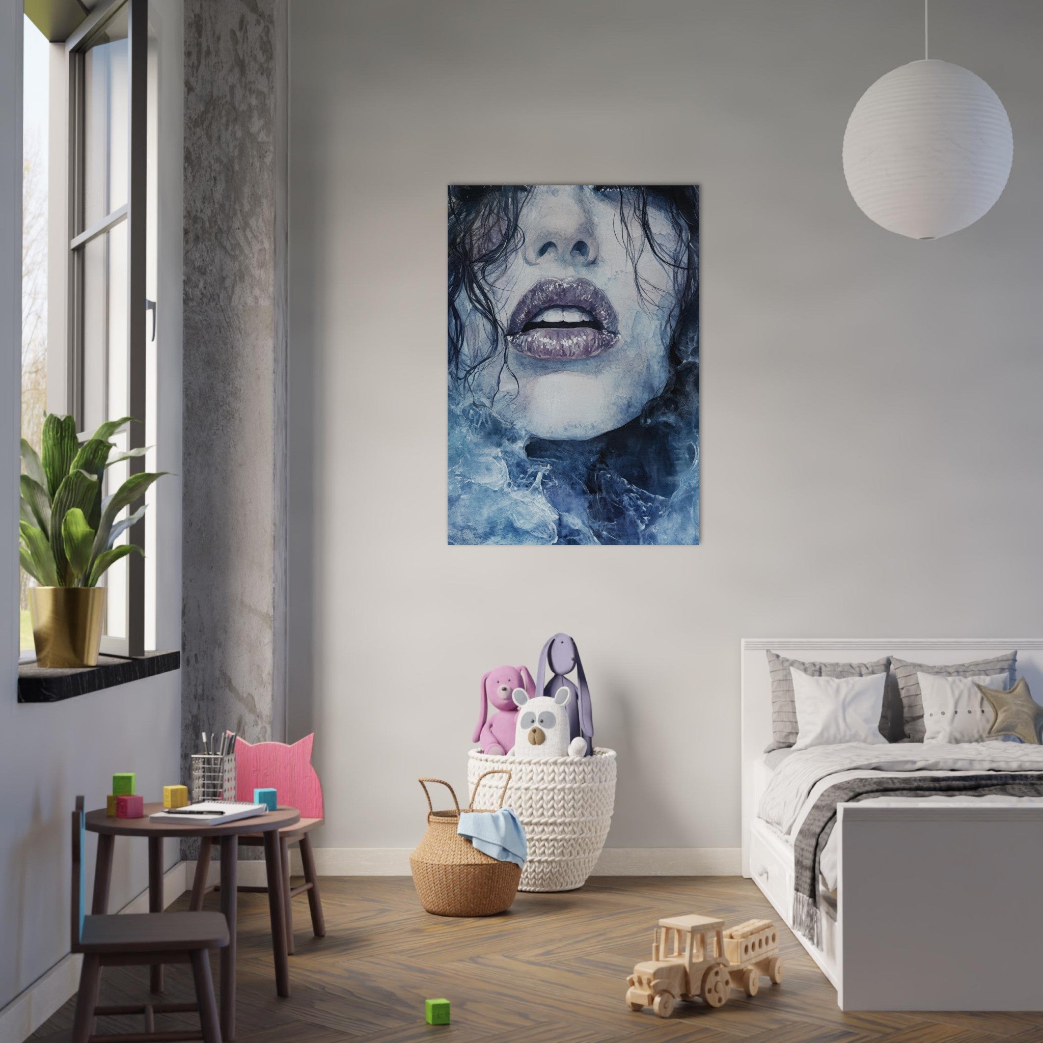 Aluminum Print Portrait - The Sirens Lament Gothic Watercolor Extreme Los 4 - Shop Ai Art WebShop - Digital Art online Store