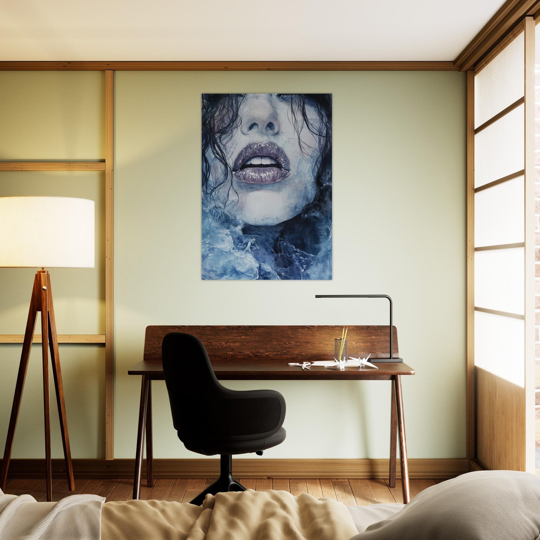 Aluminum Print Portrait - The Sirens Lament Gothic Watercolor Extreme Los 4 - Shop Ai Art WebShop - Digital Art online Store