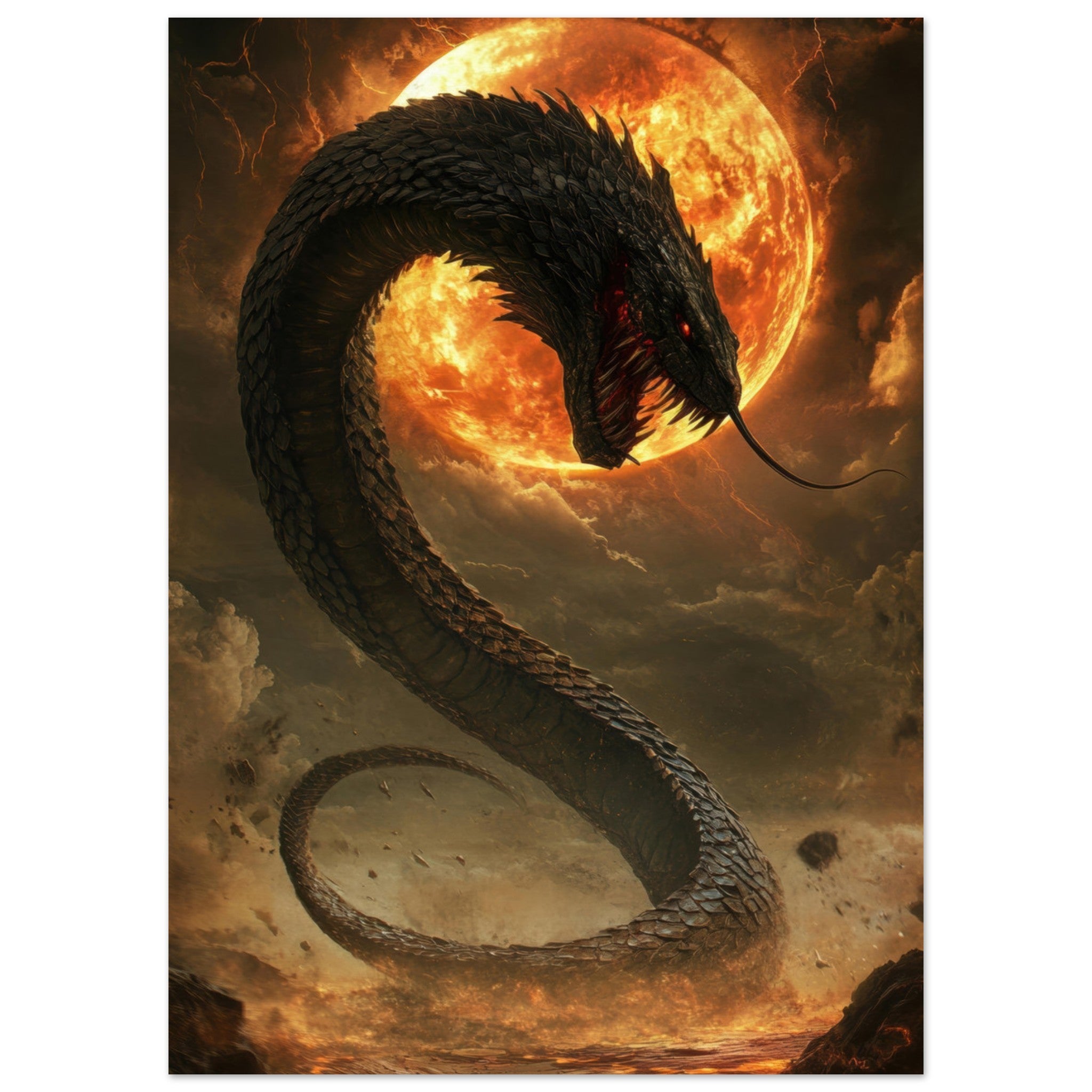 Aluminum Print Portrait - The Wrath of Apophis Dark Fantasy A Dark Fantasy 2 - Shop Ai Art WebShop - Digital Art online Store