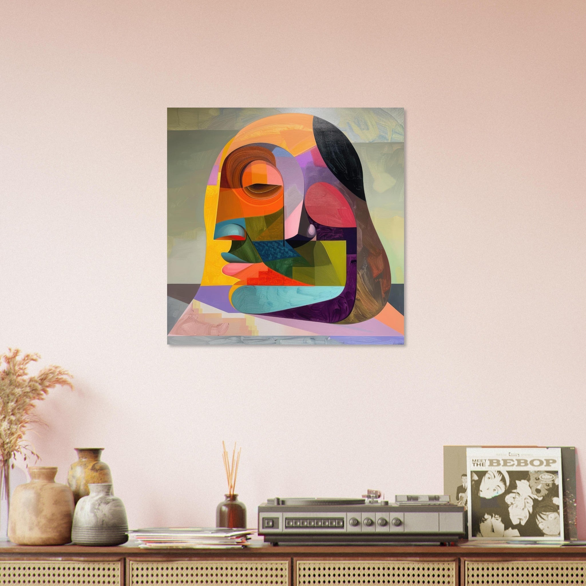 Aluminum Print Square - African Face in Abstract Style painting - Ai Art Force