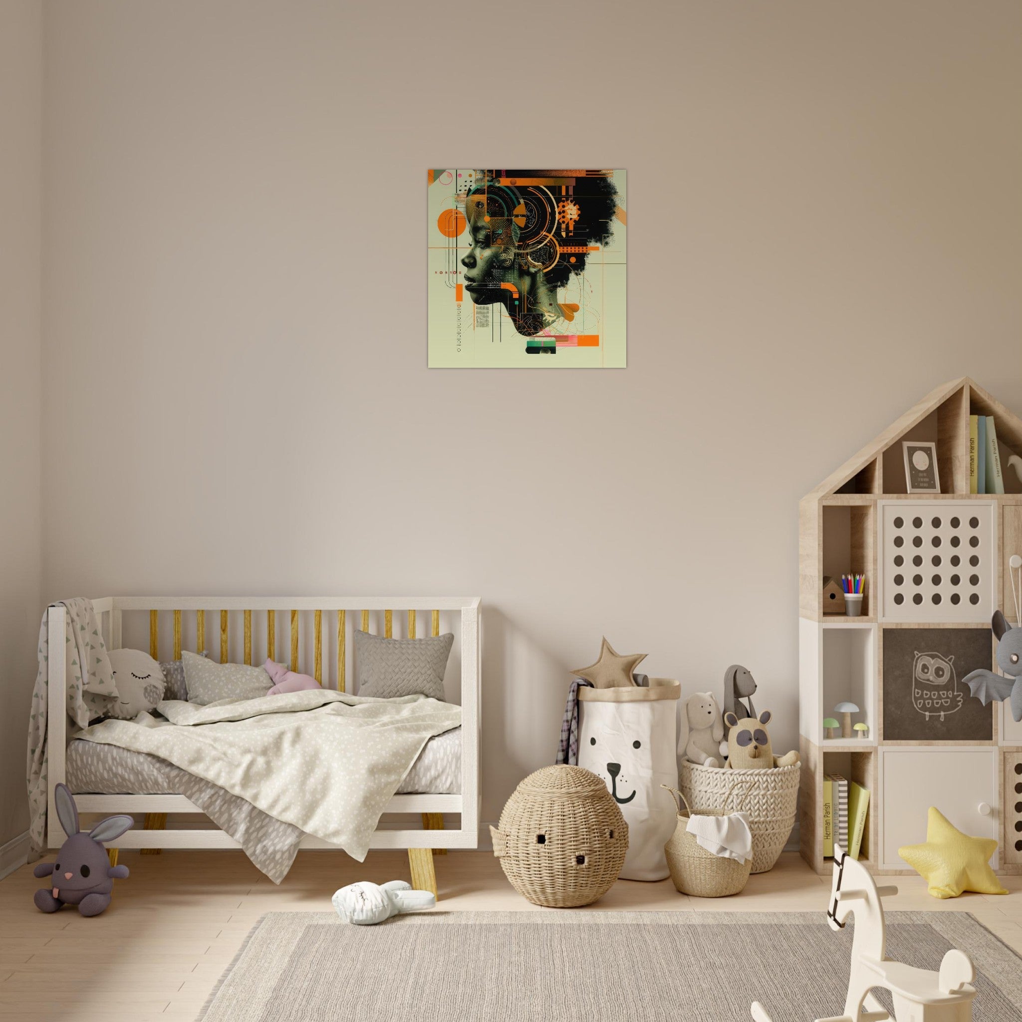 Aluminum Print Square - Afrofuturism swedish sharkansas in abstract styl 2 - Shop Ai Art WebShop - Digital Art online Store