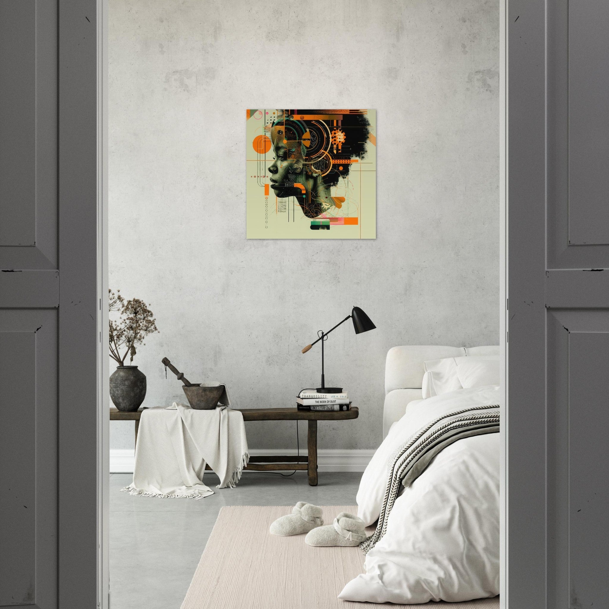 Aluminum Print Square - Afrofuturism swedish sharkansas in abstract styl 2 - Shop Ai Art WebShop - Digital Art online Store