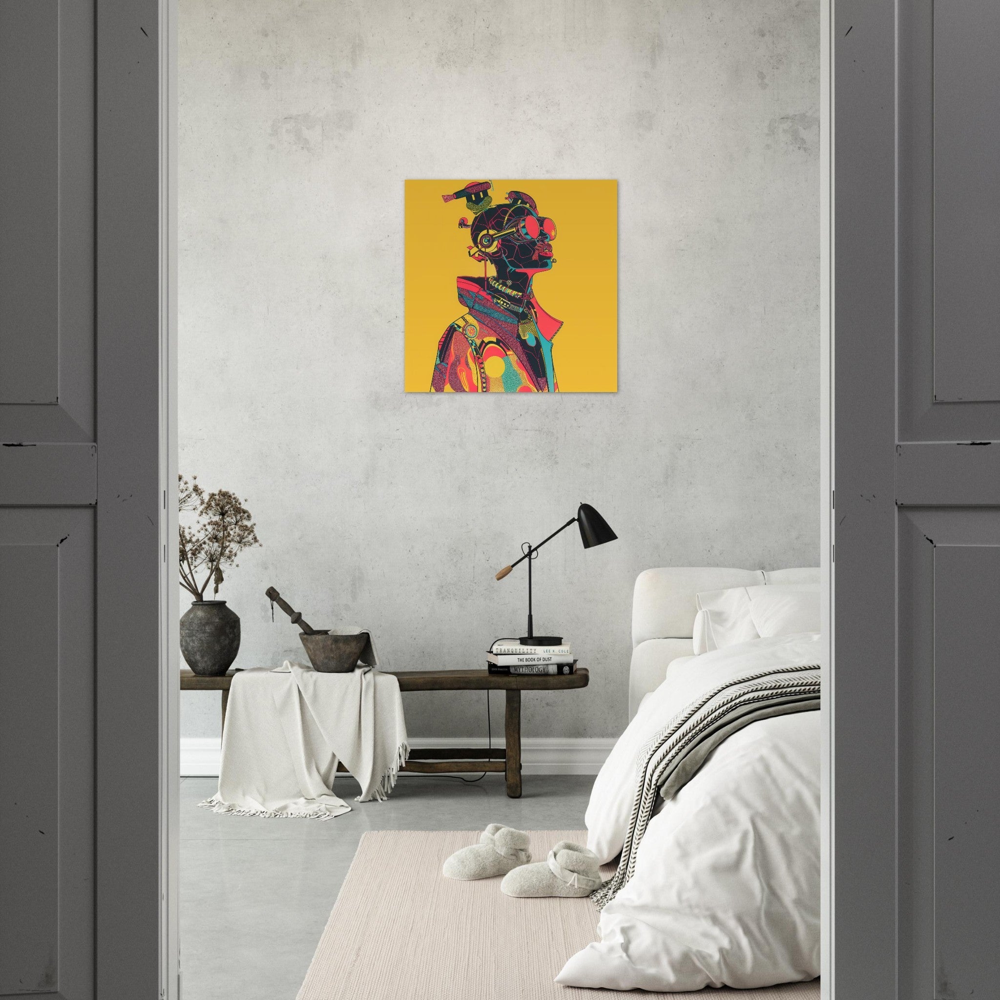 Aluminum Print Square - Afrofuturism swedish sharkansas in abstract styl 6 - Shop Ai Art WebShop - Digital Art online Store