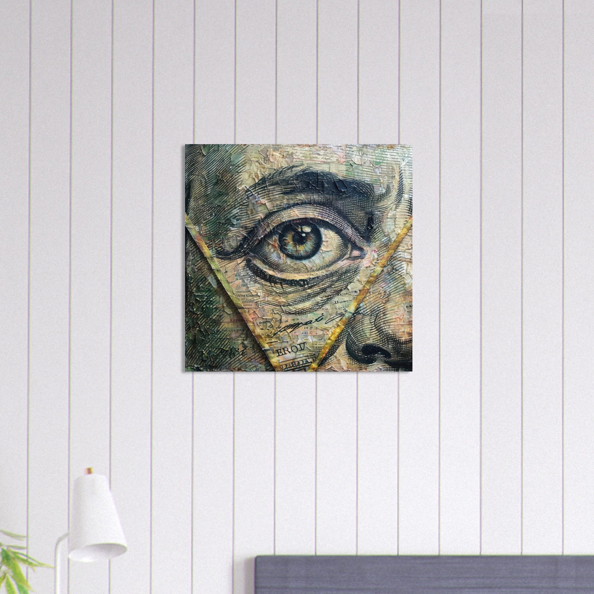 Aluminum Print Square - All seeing eye in a 1 dollar bill abstract art - Shop Ai Art WebShop - Digital Art online Store