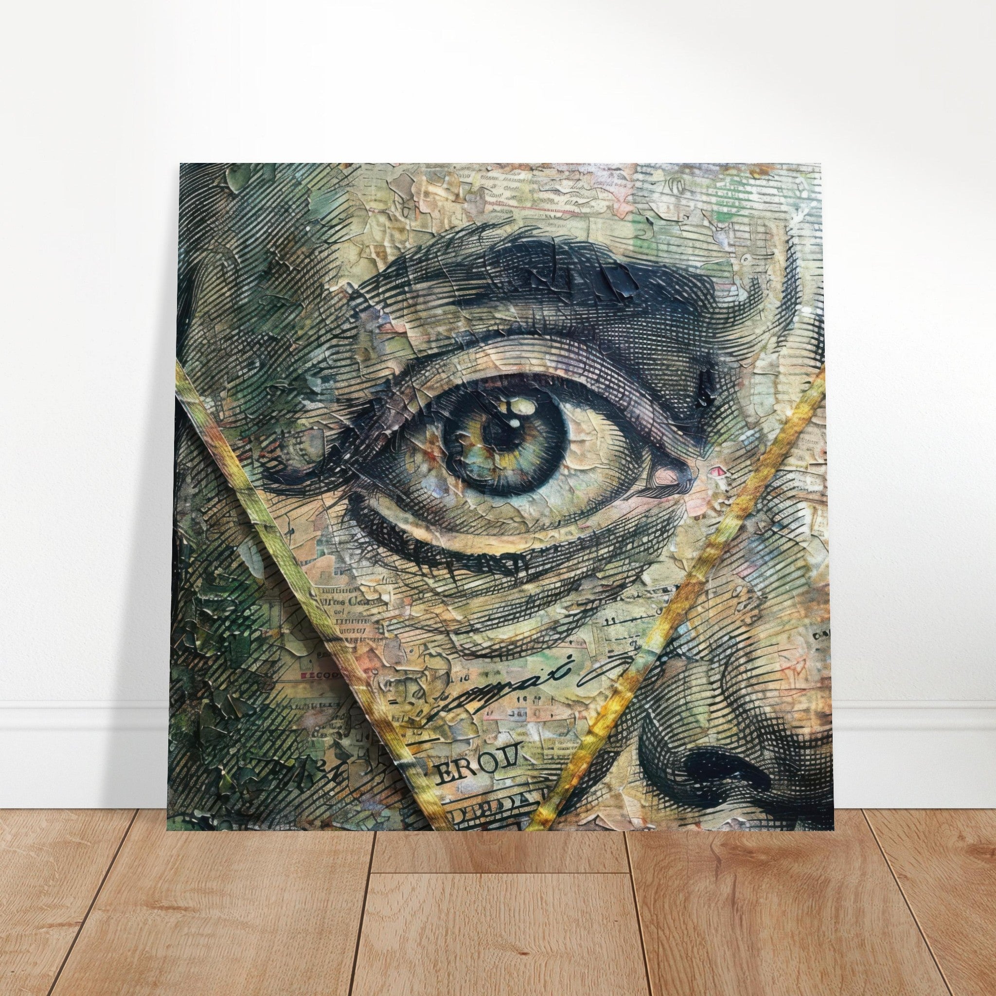 Aluminum Print Square - All seeing eye in a 1 dollar bill abstract art - Shop Ai Art WebShop - Digital Art online Store