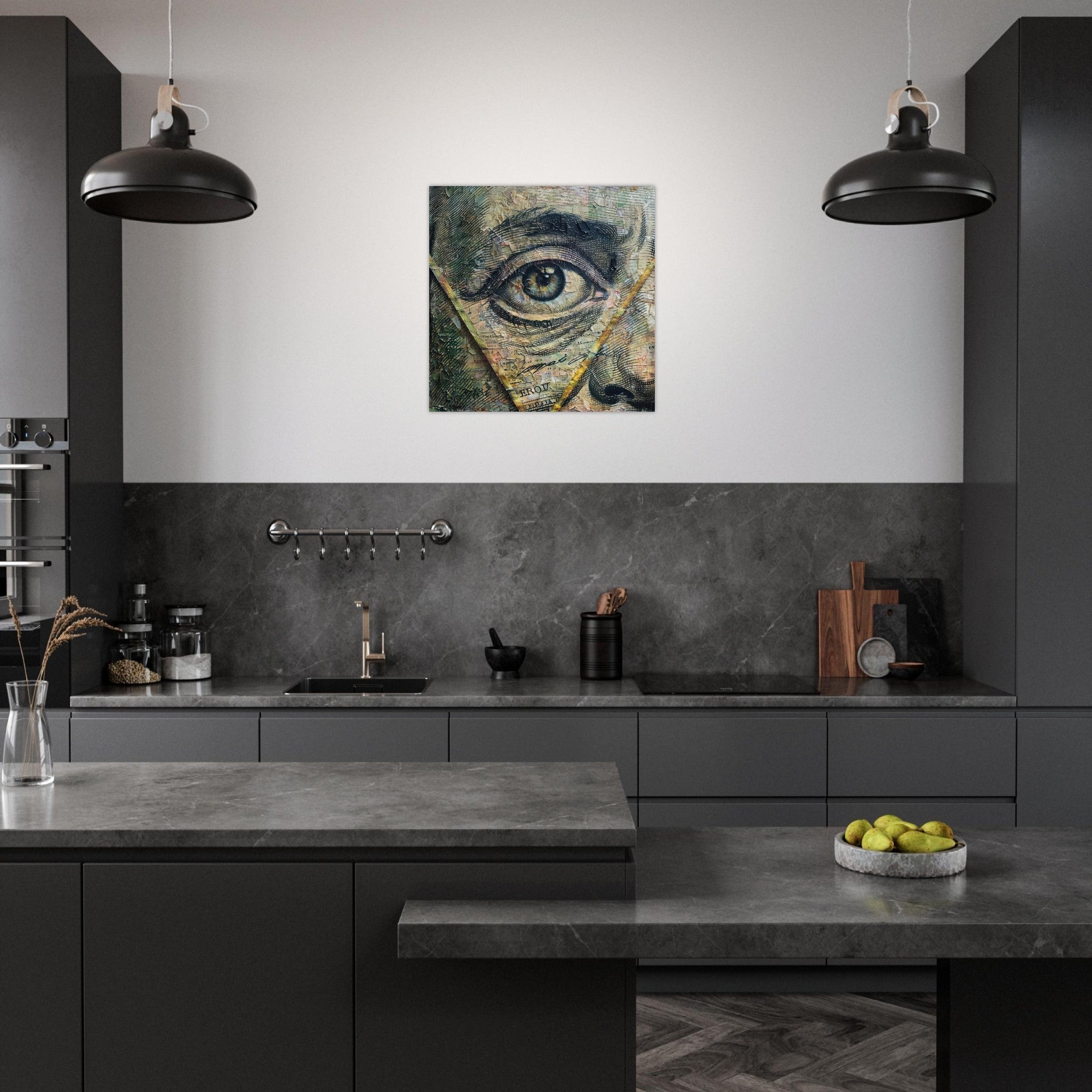 Aluminum Print Square - All seeing eye in a 1 dollar bill abstract art - Shop Ai Art WebShop - Digital Art online Store