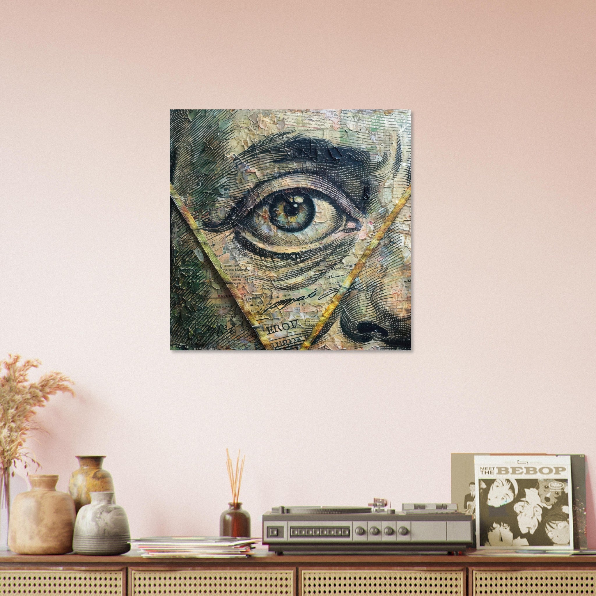 Aluminum Print Square - All seeing eye in a 1 dollar bill abstract art - Shop Ai Art WebShop - Digital Art online Store