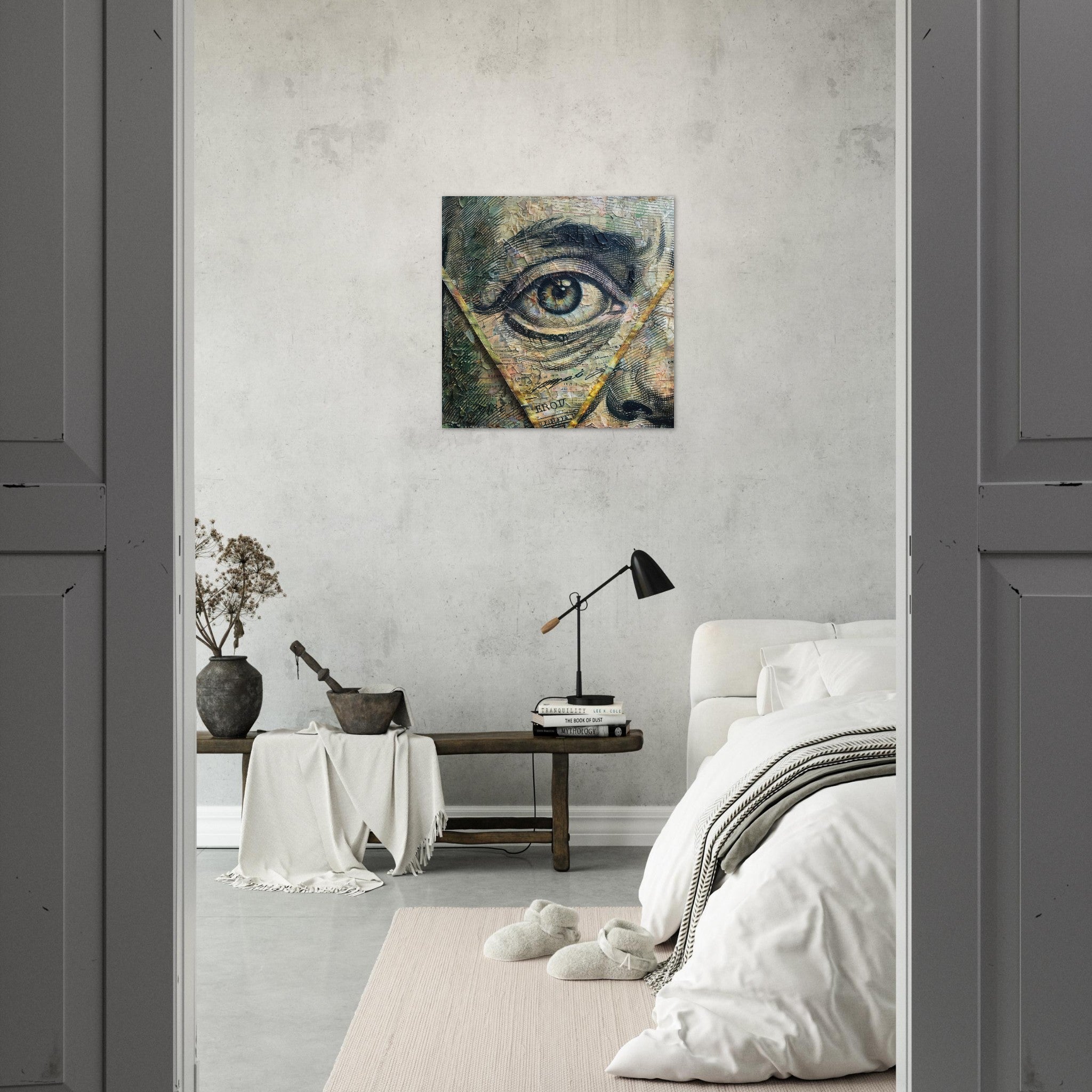 Aluminum Print Square - All seeing eye in a 1 dollar bill abstract art - Shop Ai Art WebShop - Digital Art online Store