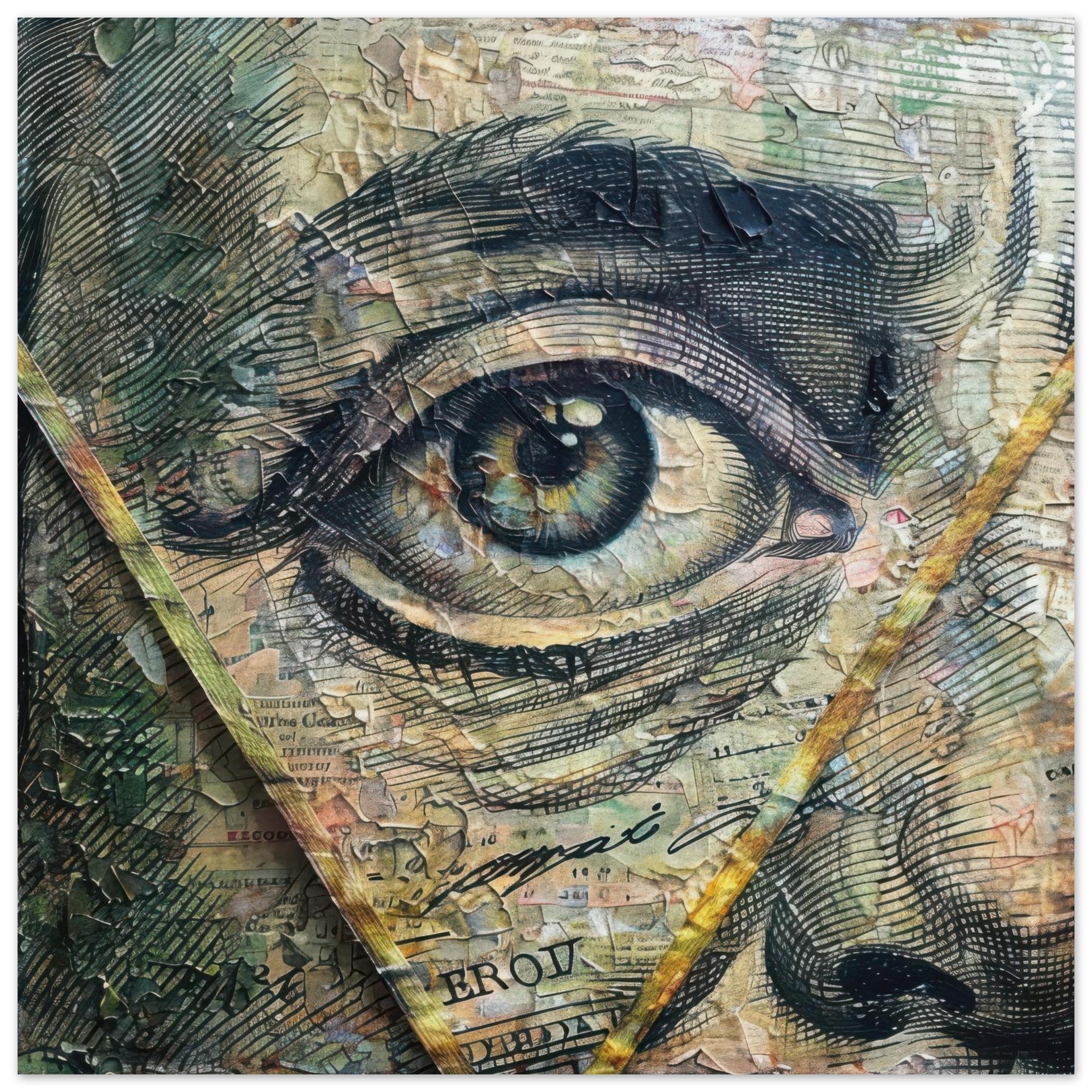 Aluminum Print Square - All seeing eye in a 1 dollar bill abstract art - Shop Ai Art WebShop - Digital Art online Store