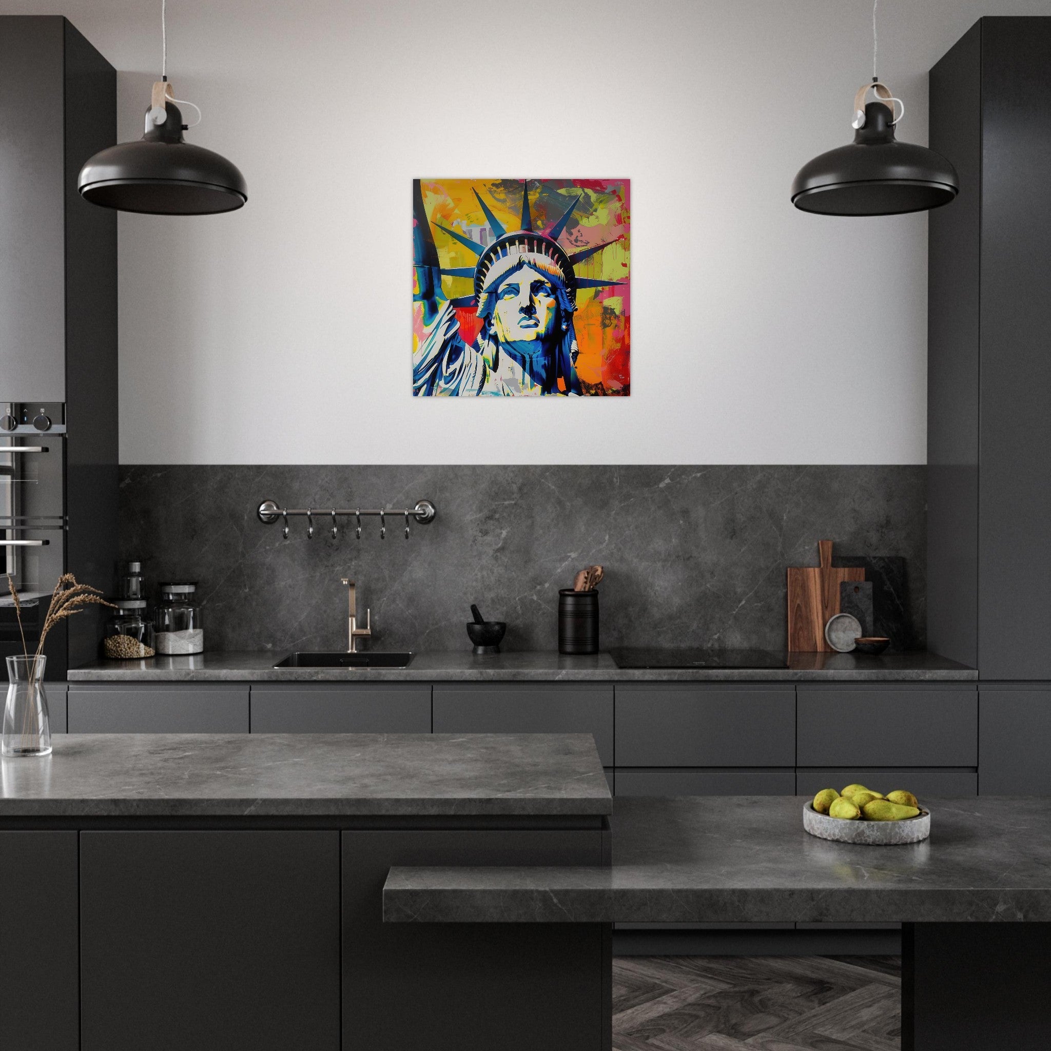 Aluminum Print Square - American pop art abstract art style - Shop Ai Art WebShop - Digital Art online Store