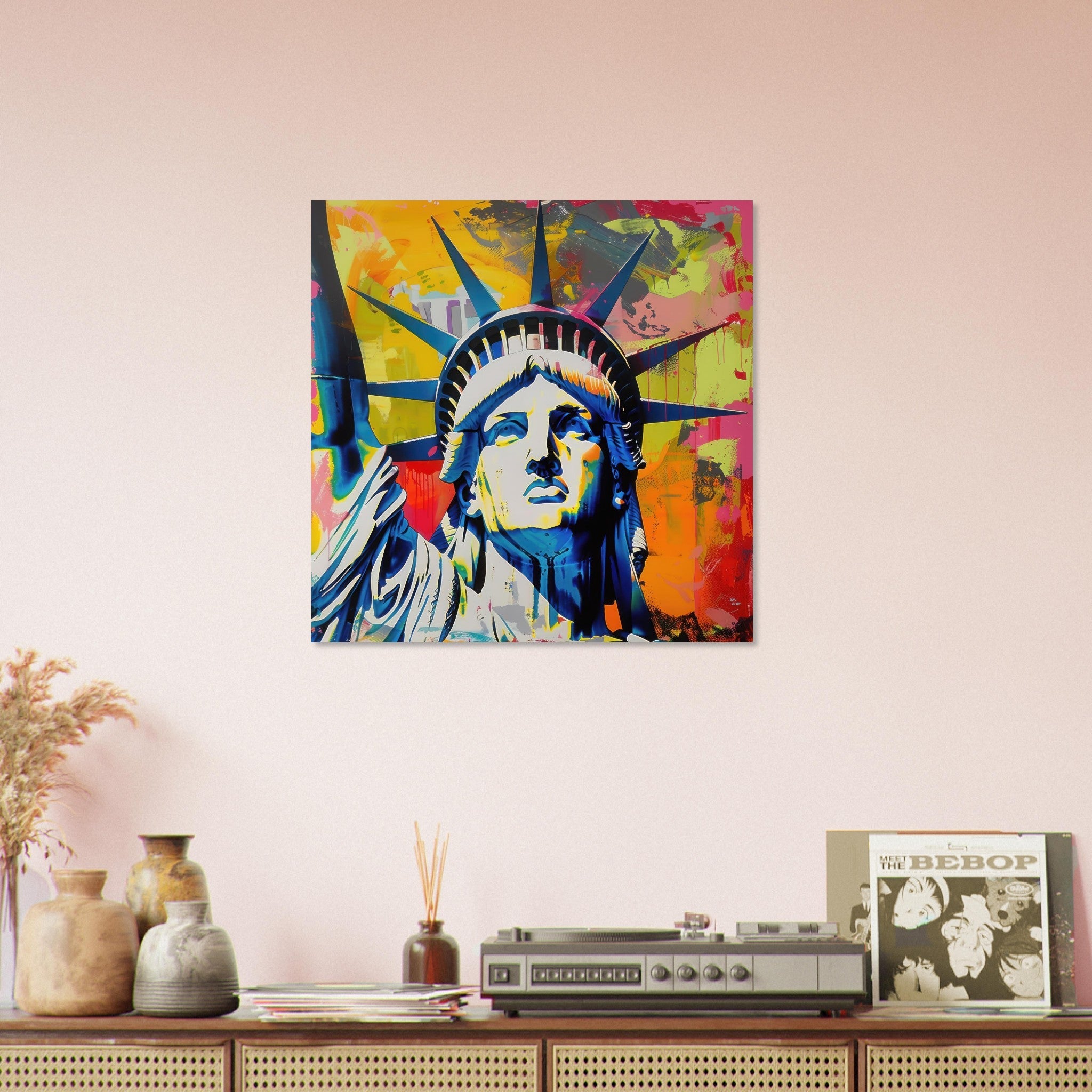 Aluminum Print Square - American pop art abstract art style - Shop Ai Art WebShop - Digital Art online Store