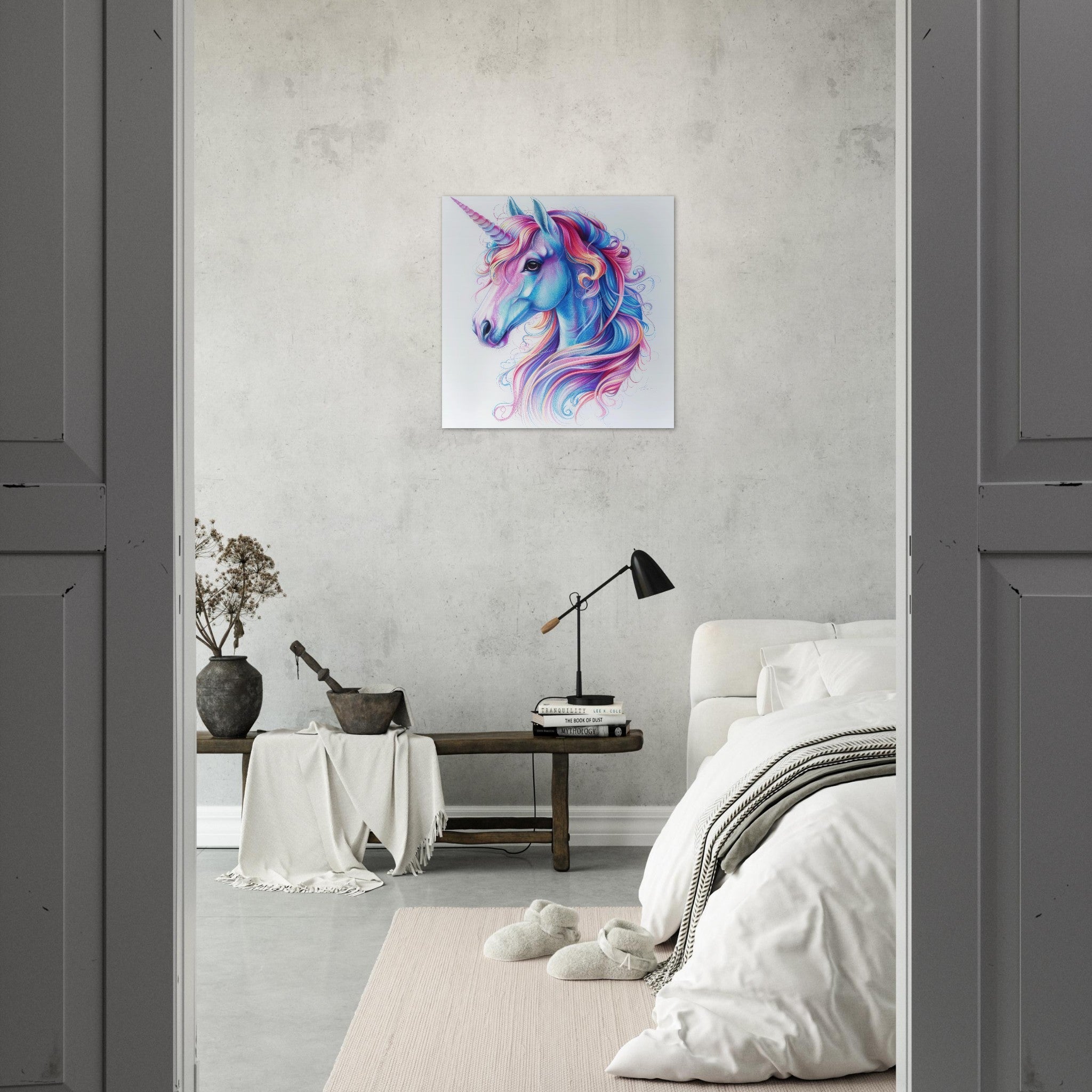 Aluminum Print Square - Children Kids Room Art Unicorn Fantasy 2 - Shop Ai Art WebShop - Digital Art online Store