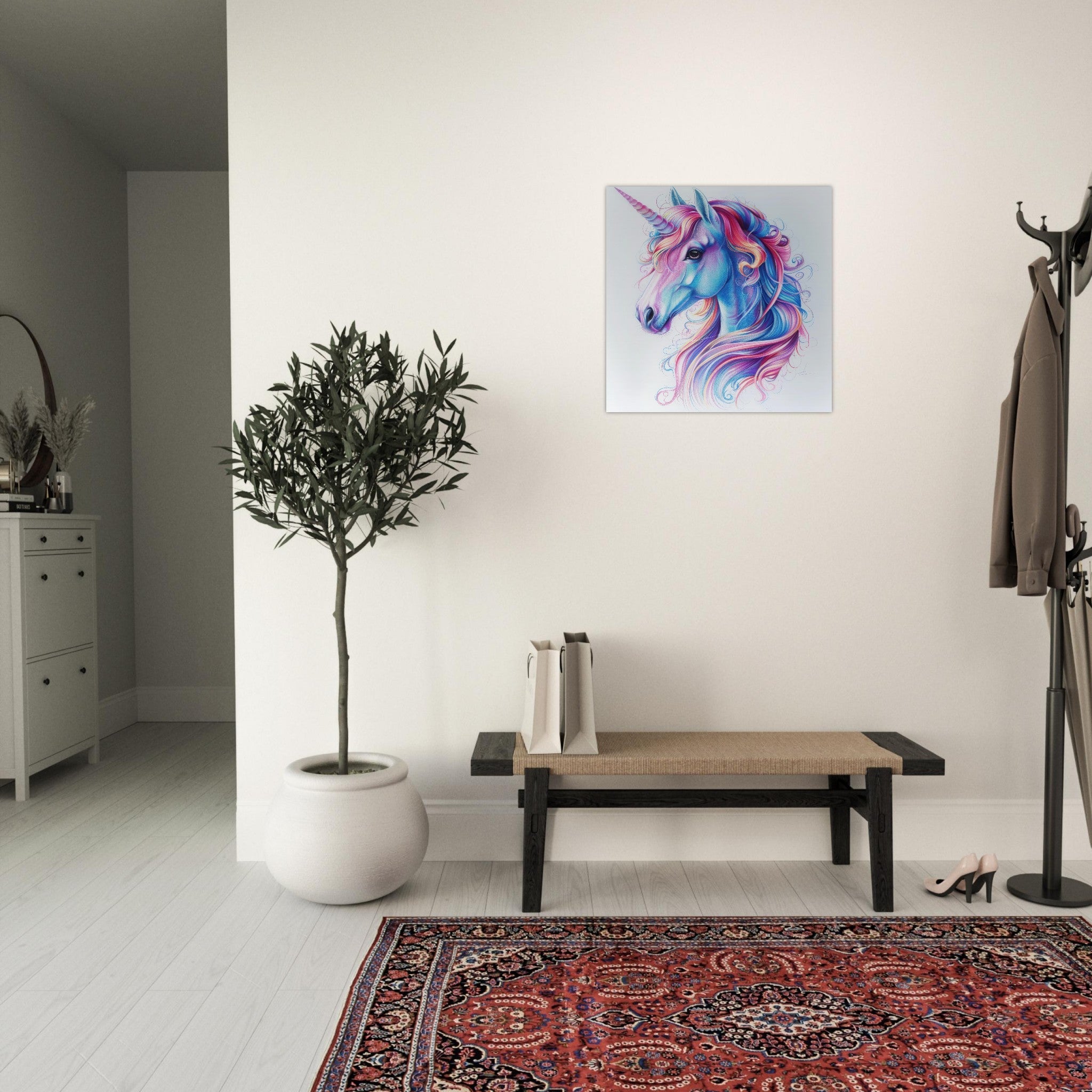 Aluminum Print Square - Children Kids Room Art Unicorn Fantasy 2 - Shop Ai Art WebShop - Digital Art online Store