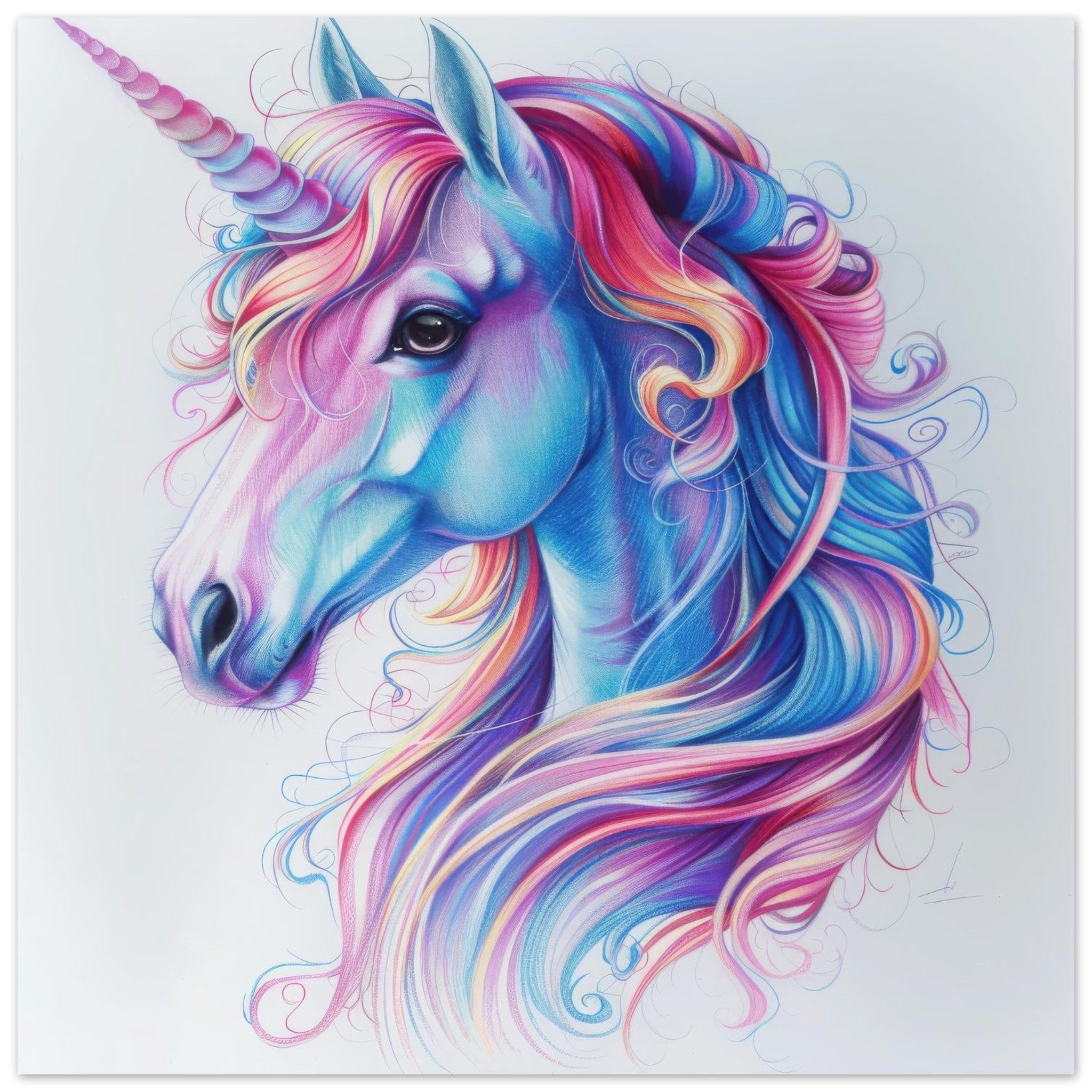 Aluminum Print Square - Children Kids Room Art Unicorn Fantasy 2 - Shop Ai Art WebShop - Digital Art online Store