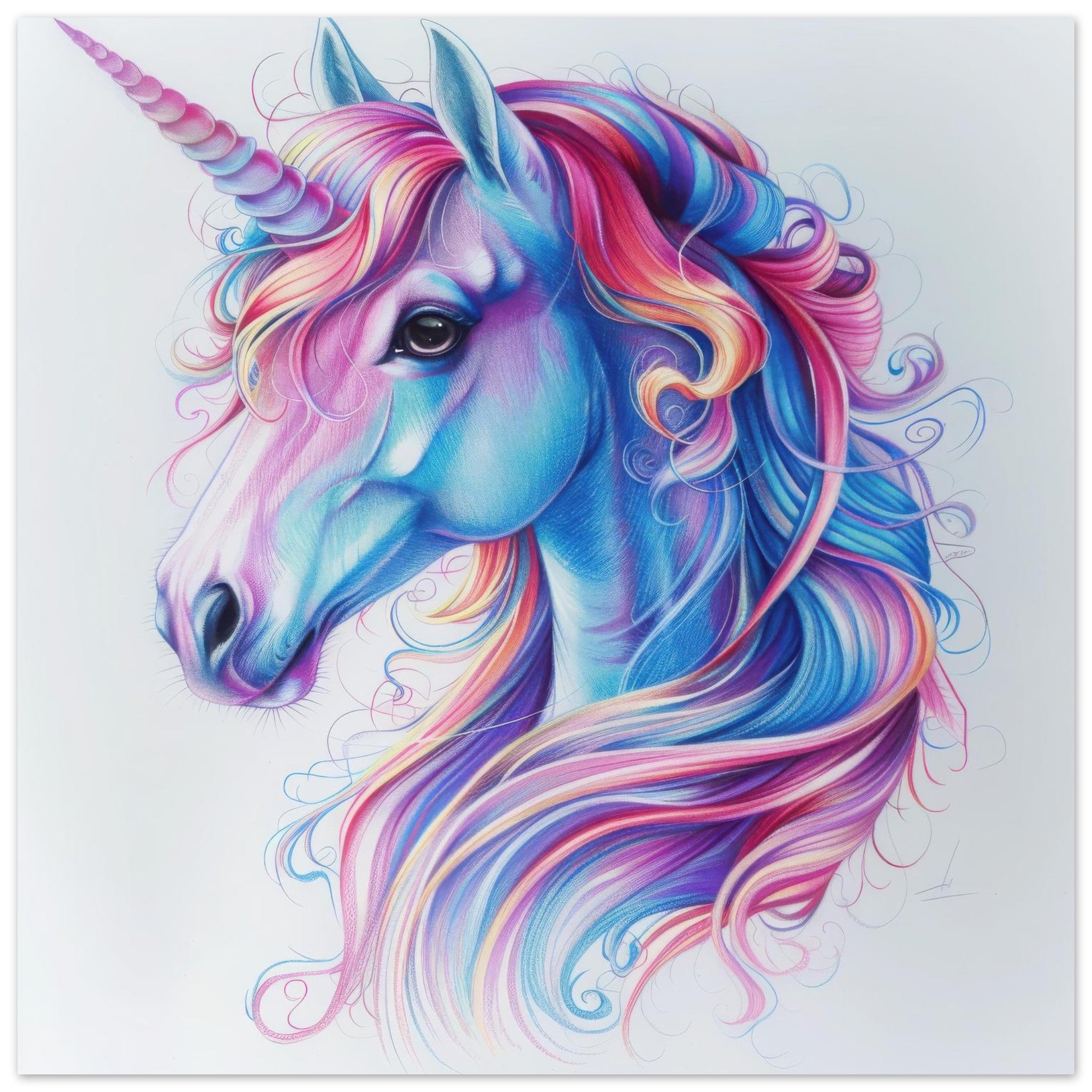 Aluminum Print Square - Children Kids Room Art Unicorn Fantasy 2 - Shop Ai Art WebShop - Digital Art online Store