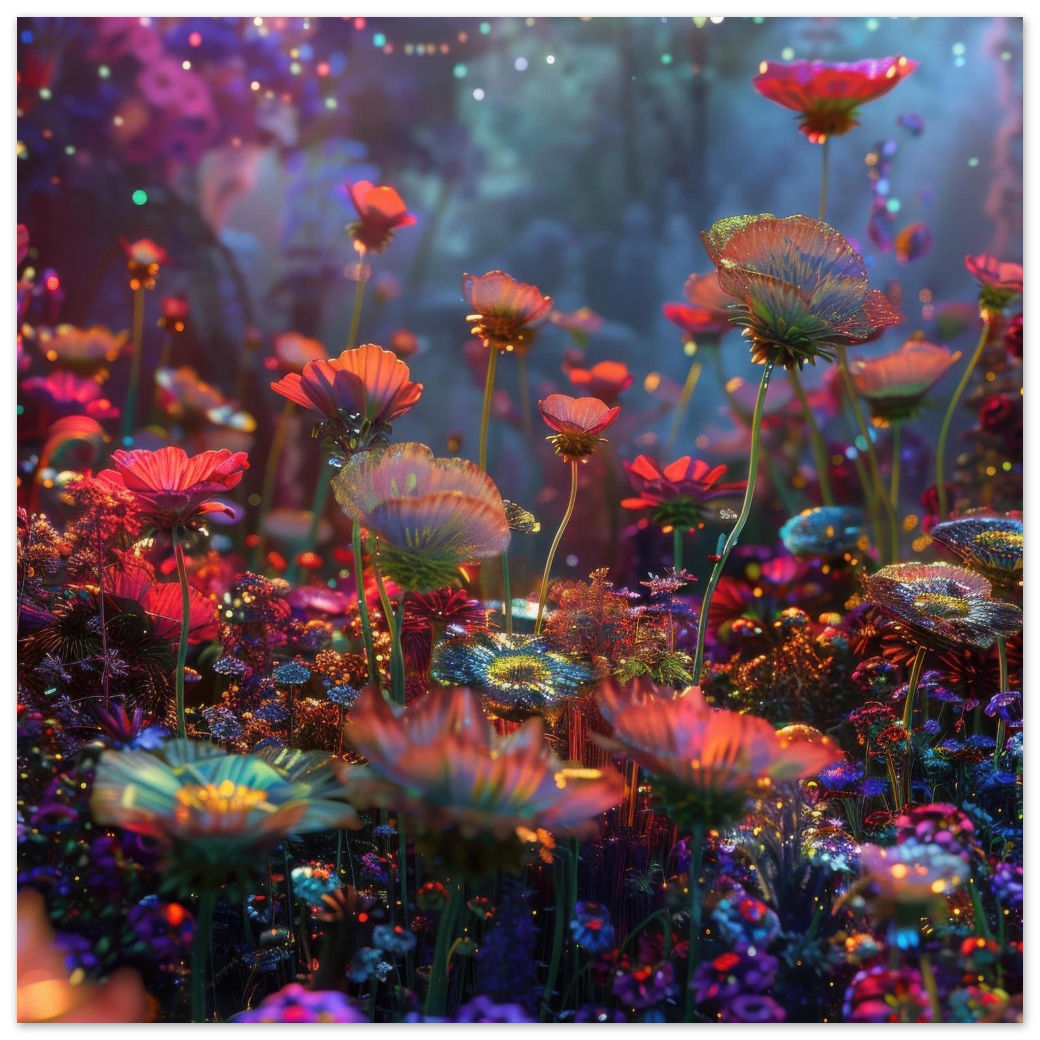 Aluminum Print Square - Colorfull Flower Art 13 - Shop Ai Art WebShop - Digital Art online Store