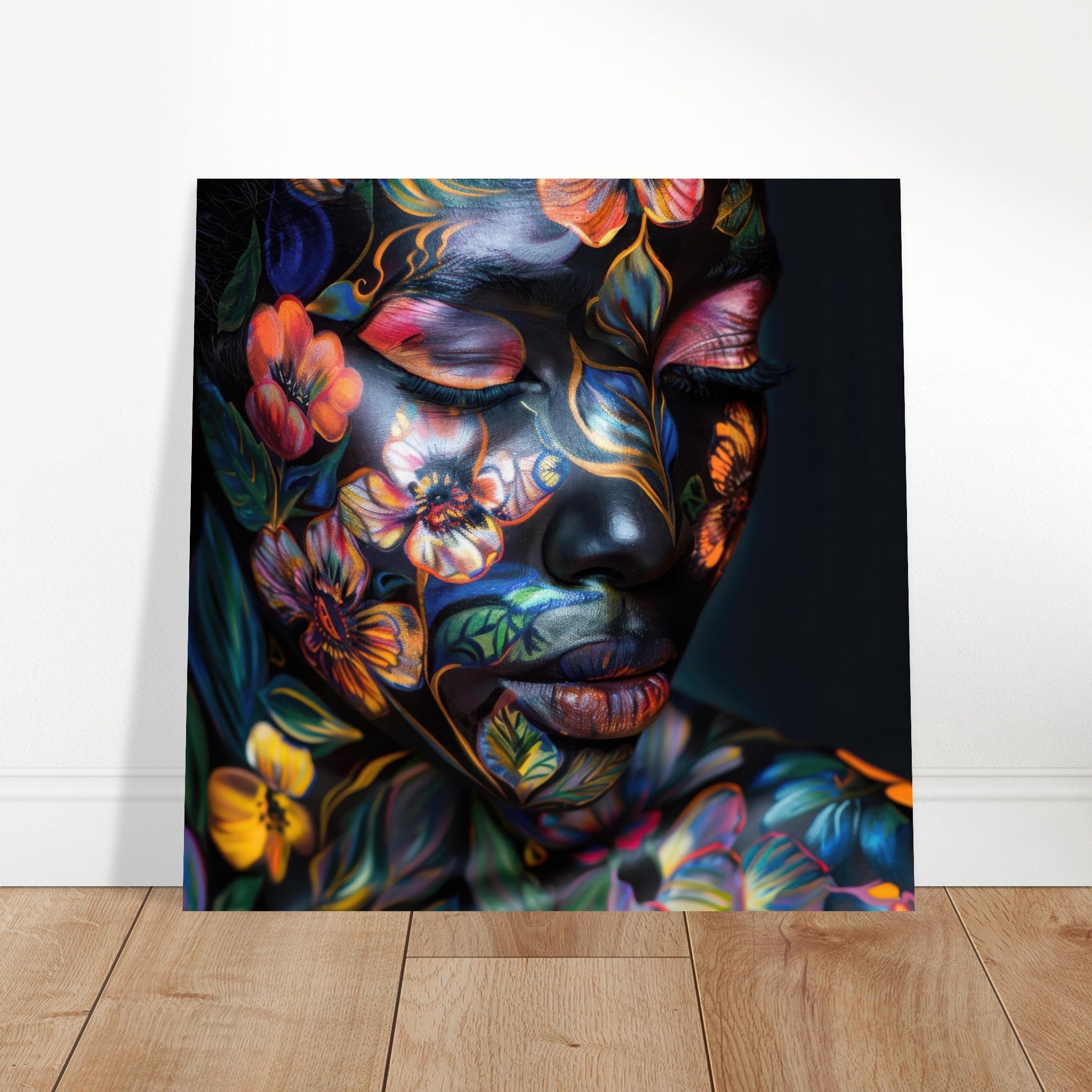 Aluminum Print Square - Colorfull Flower Art Bodypaint 5 - Shop Ai Art WebShop - Digital Art online Store