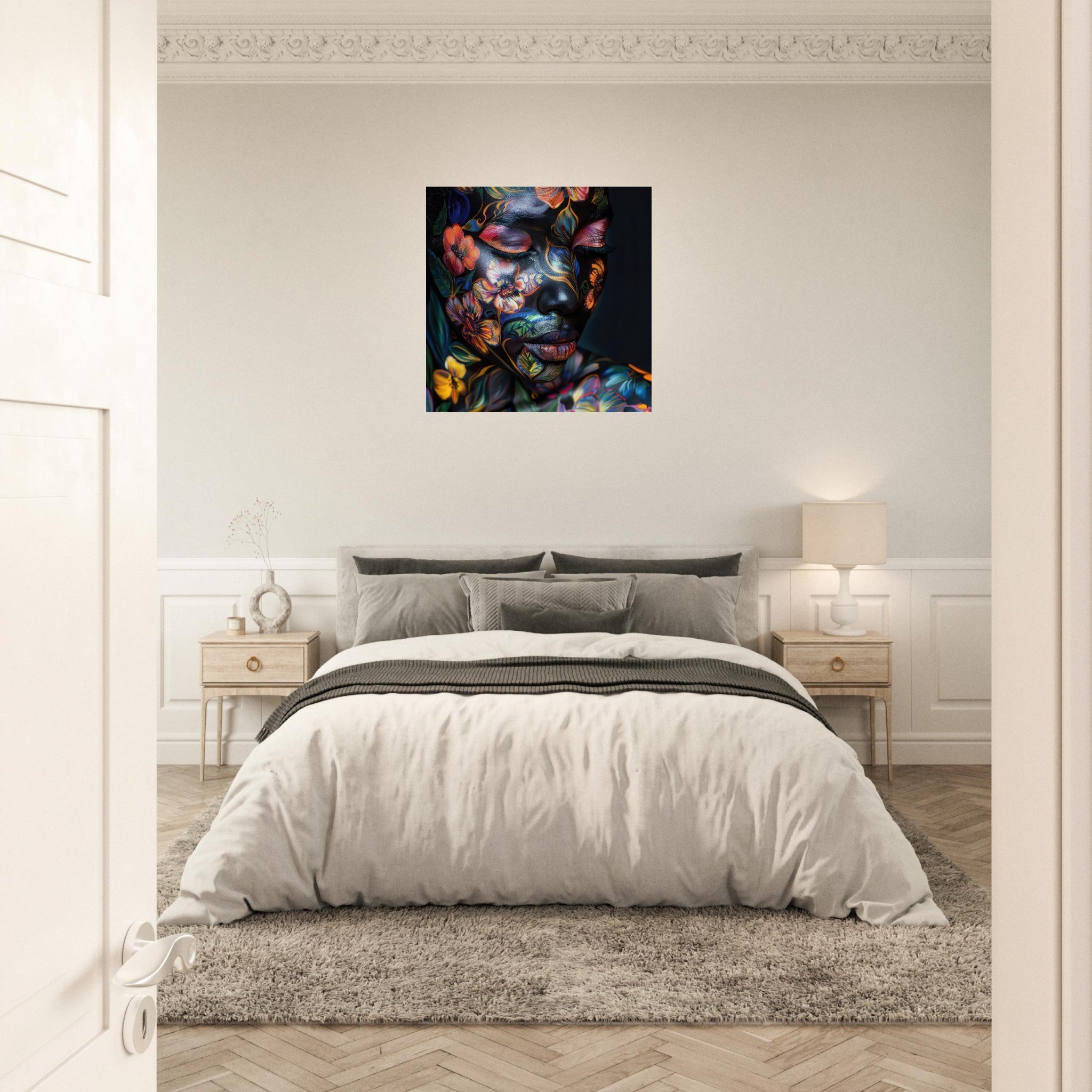 Aluminum Print Square - Colorfull Flower Art Bodypaint 5 - Shop Ai Art WebShop - Digital Art online Store