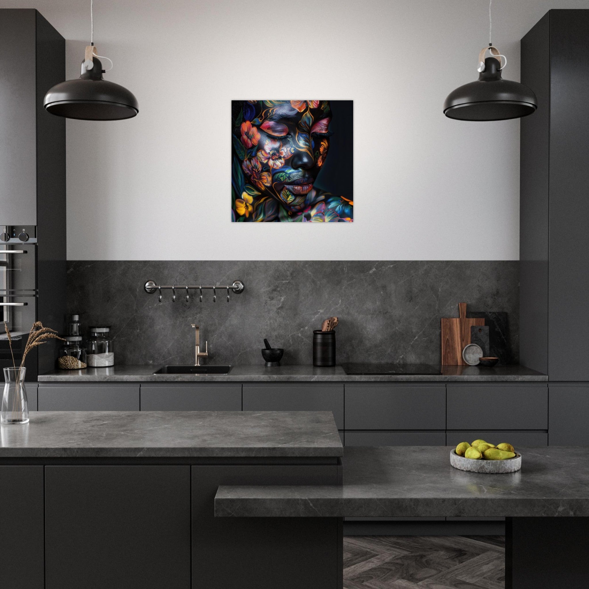 Aluminum Print Square - Colorfull Flower Art Bodypaint 5 - Shop Ai Art WebShop - Digital Art online Store