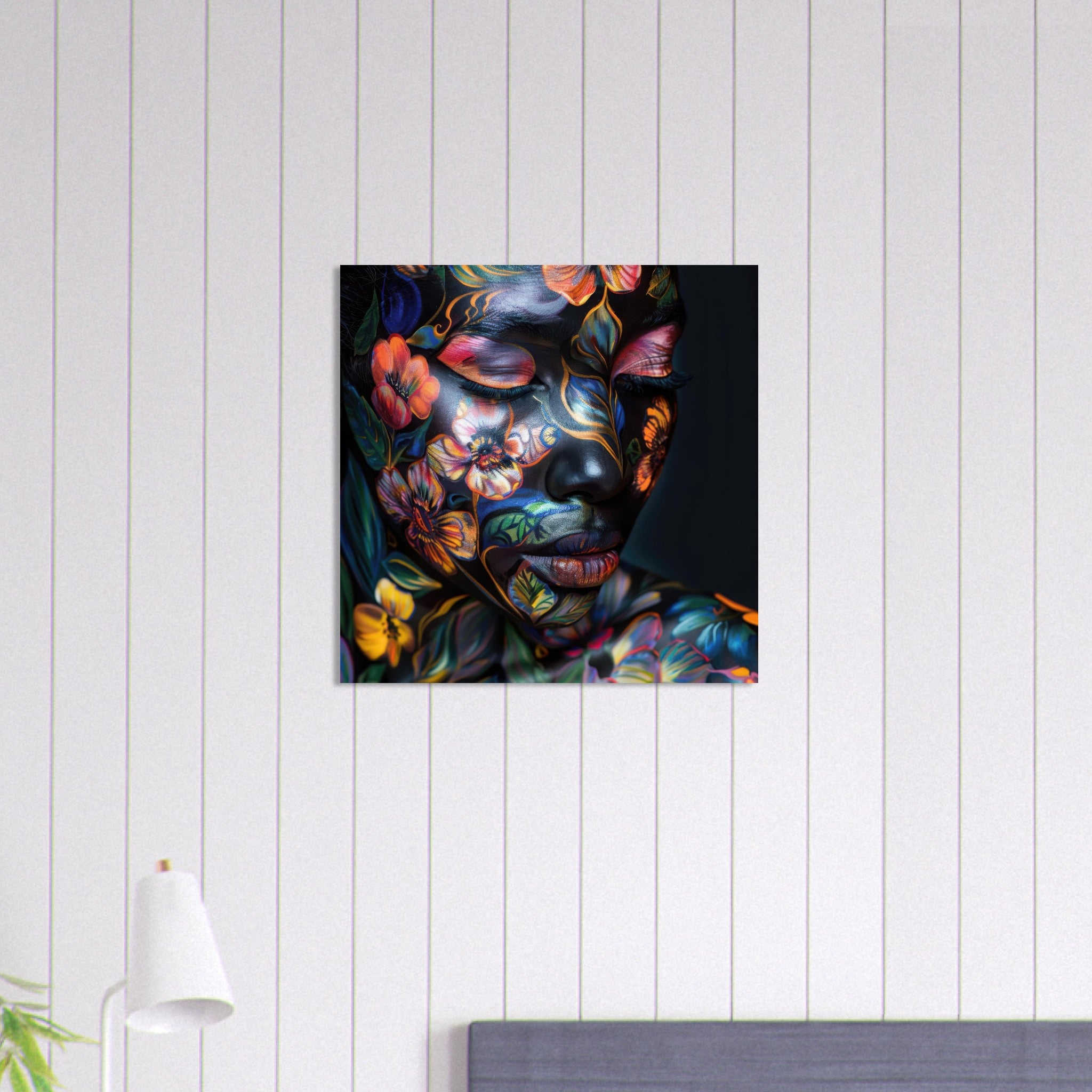 Aluminum Print Square - Colorfull Flower Art Bodypaint 5 - Shop Ai Art WebShop - Digital Art online Store