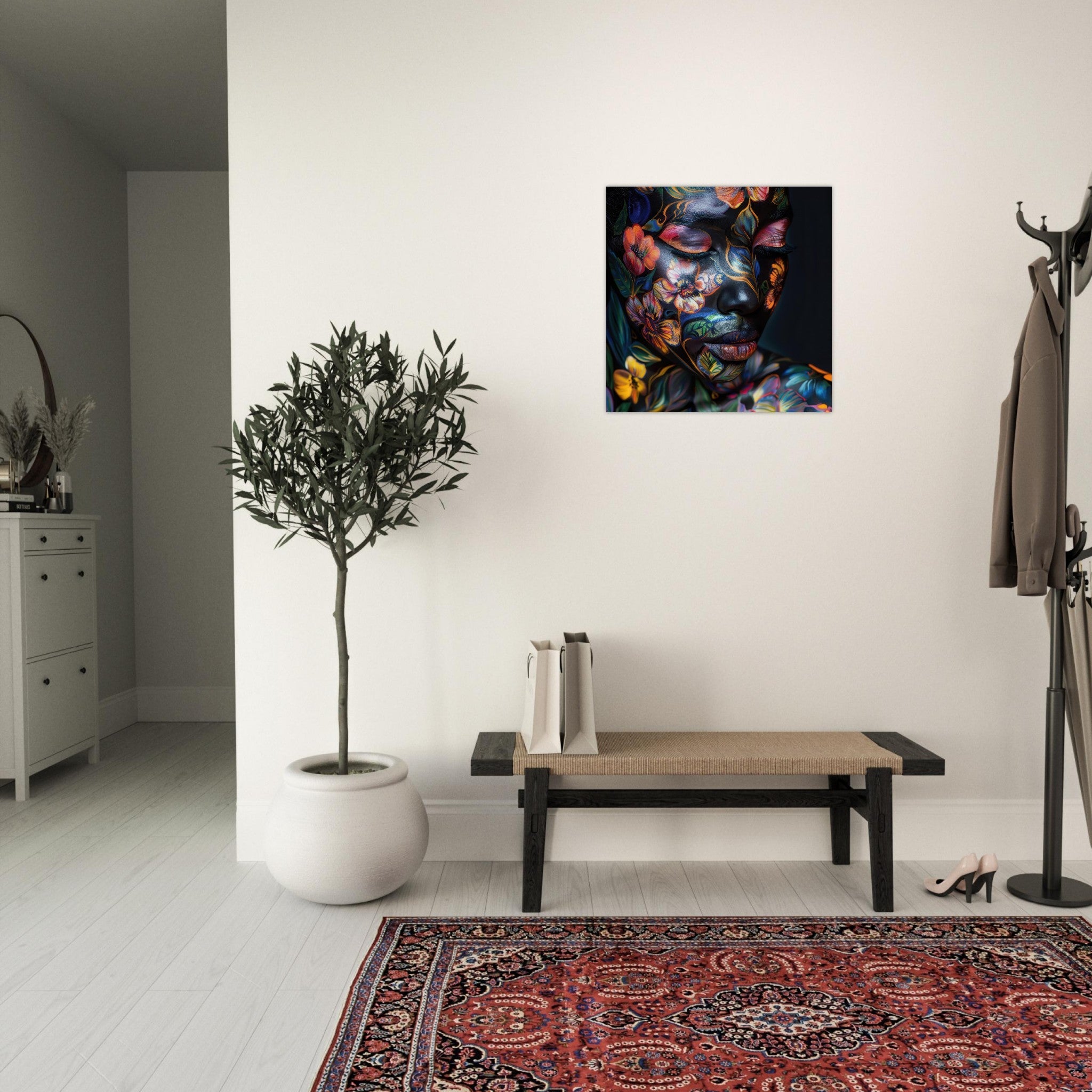 Aluminum Print Square - Colorfull Flower Art Bodypaint 5 - Shop Ai Art WebShop - Digital Art online Store