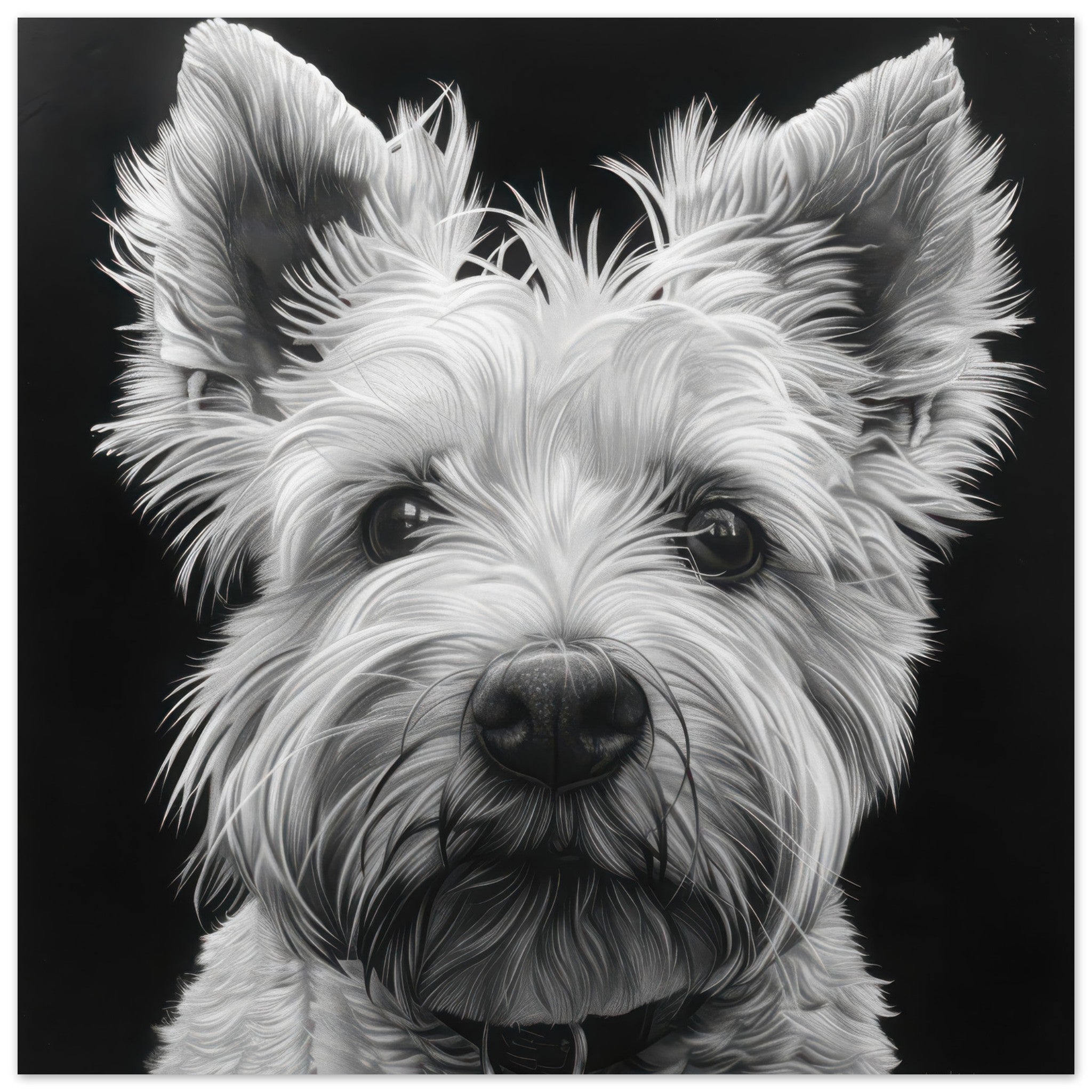 Aluminum Print Square - Dogs Westie Art - Shop Ai Art WebShop - Digital Art online Store