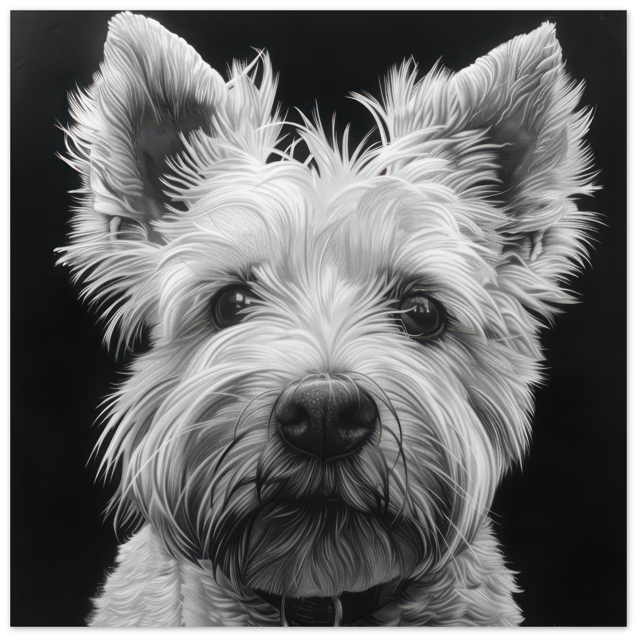 Aluminum Print Square - Dogs Westie Art - Shop Ai Art WebShop - Digital Art online Store