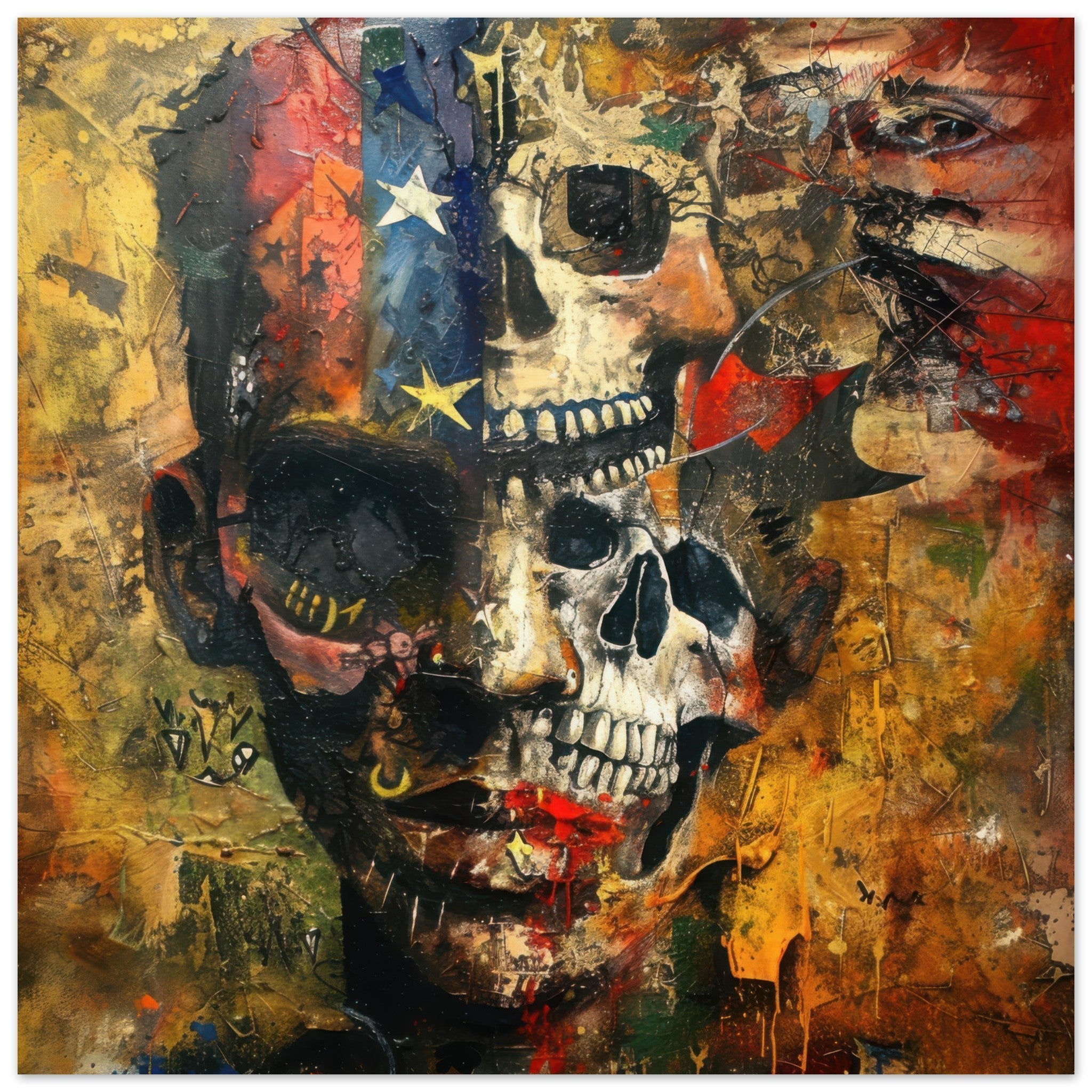 Aluminum Print Square - Expressionism art style American ancestors 2 - Shop Ai Art WebShop - Digital Art online Store