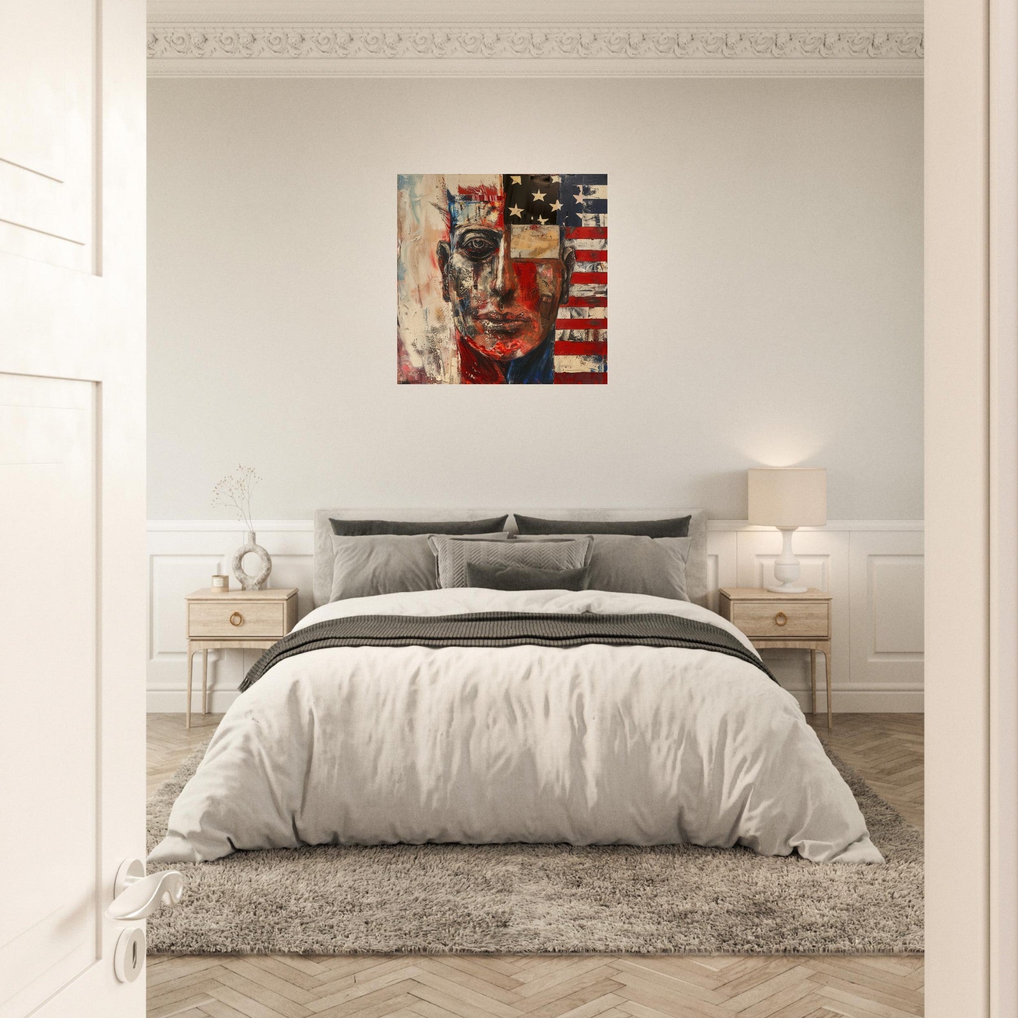Aluminum Print Square - Expressionism art style American ancestors - Shop Ai Art WebShop - Digital Art online Store