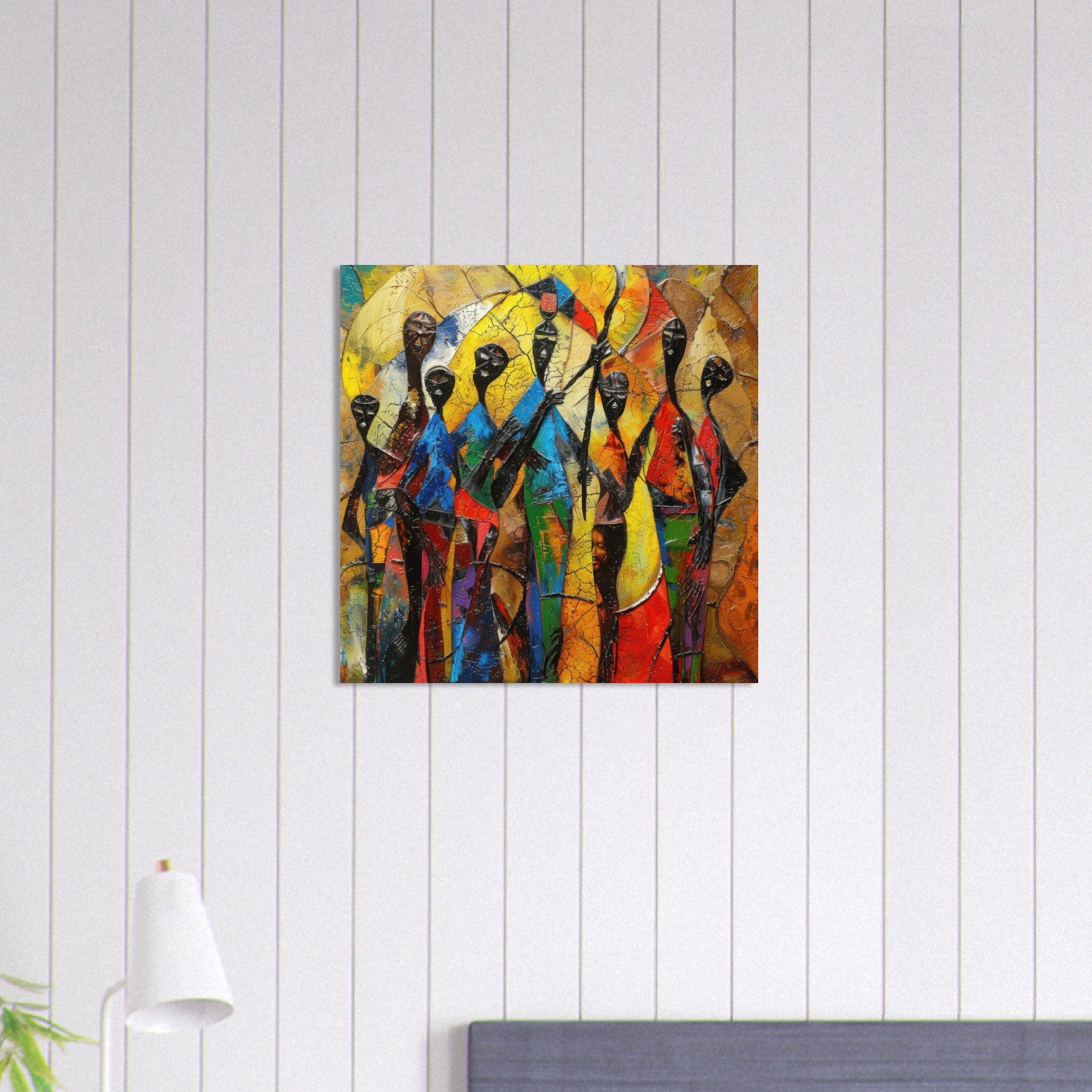 Aluminum Print Square - Expressionism art style Ugandas ancestors - Shop Ai Art WebShop - Digital Art online Store