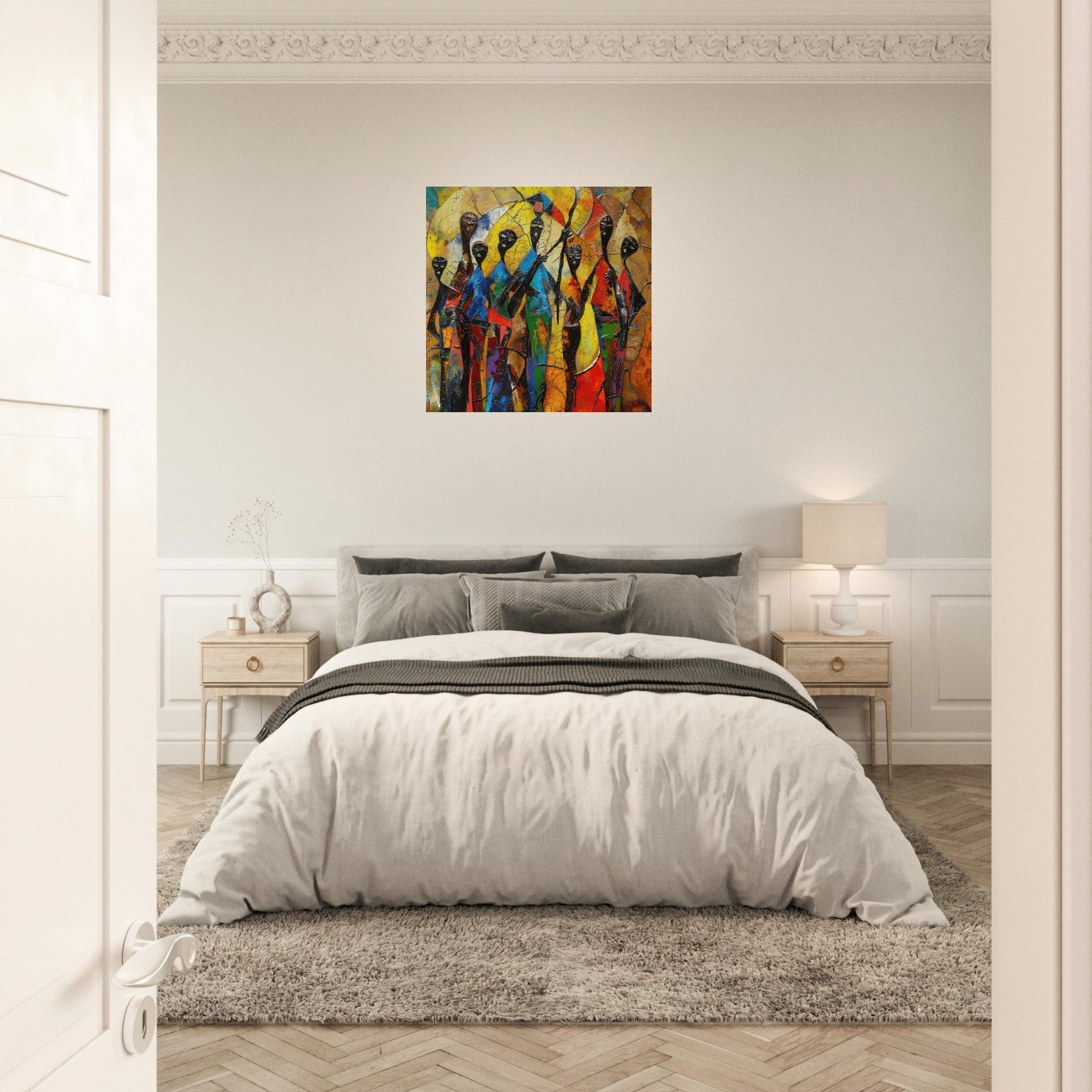 Aluminum Print Square - Expressionism art style Ugandas ancestors - Shop Ai Art WebShop - Digital Art online Store