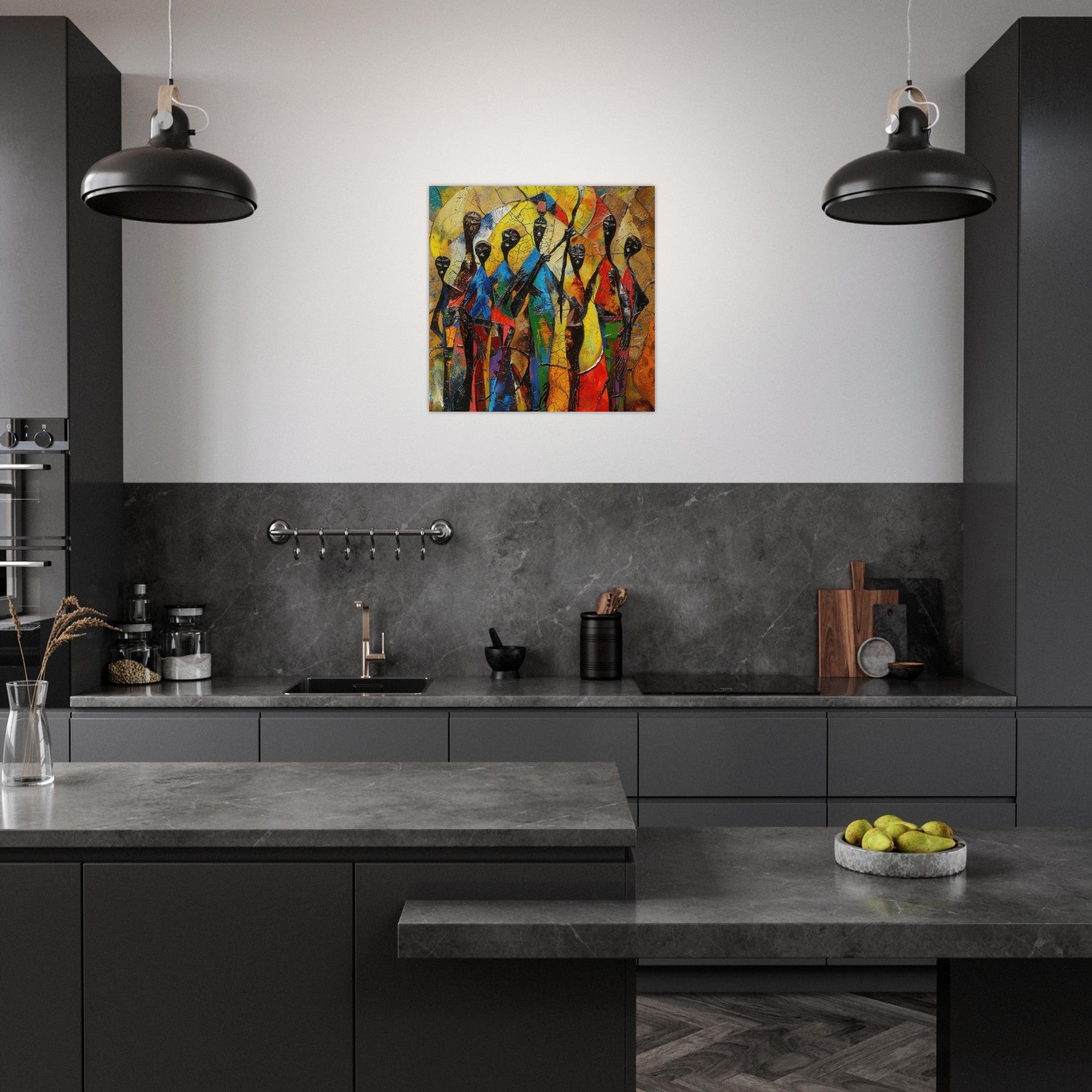 Aluminum Print Square - Expressionism art style Ugandas ancestors - Shop Ai Art WebShop - Digital Art online Store